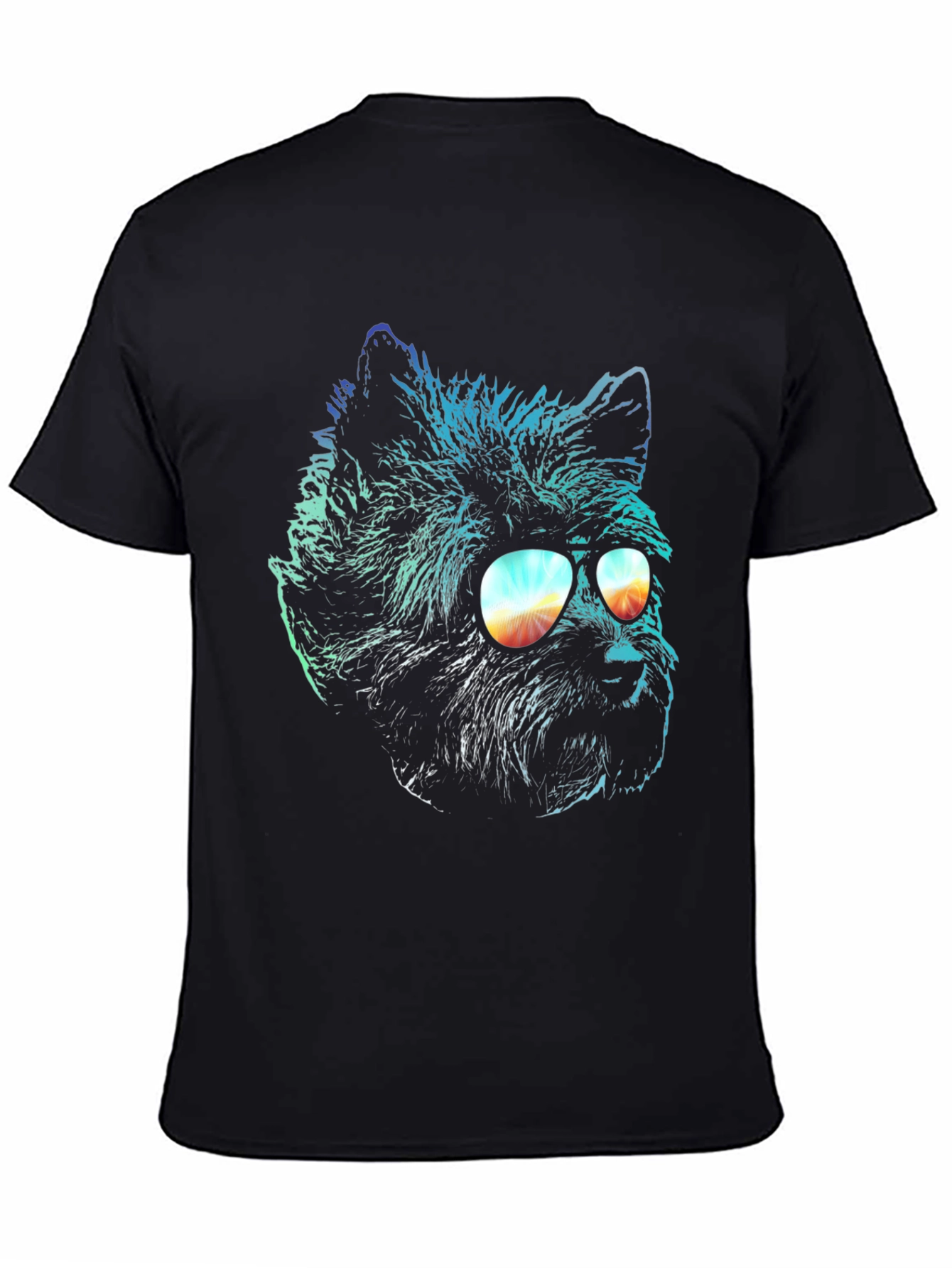 Black Cool Dog in Sunglasses Graphic T-Shirt view 4