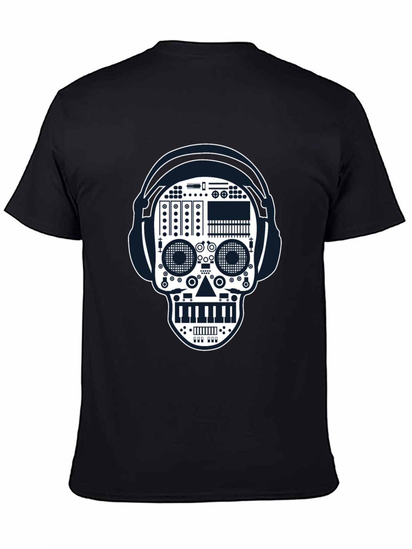 Black DJ Skull Graphic Tee - Music Lover Style view 4