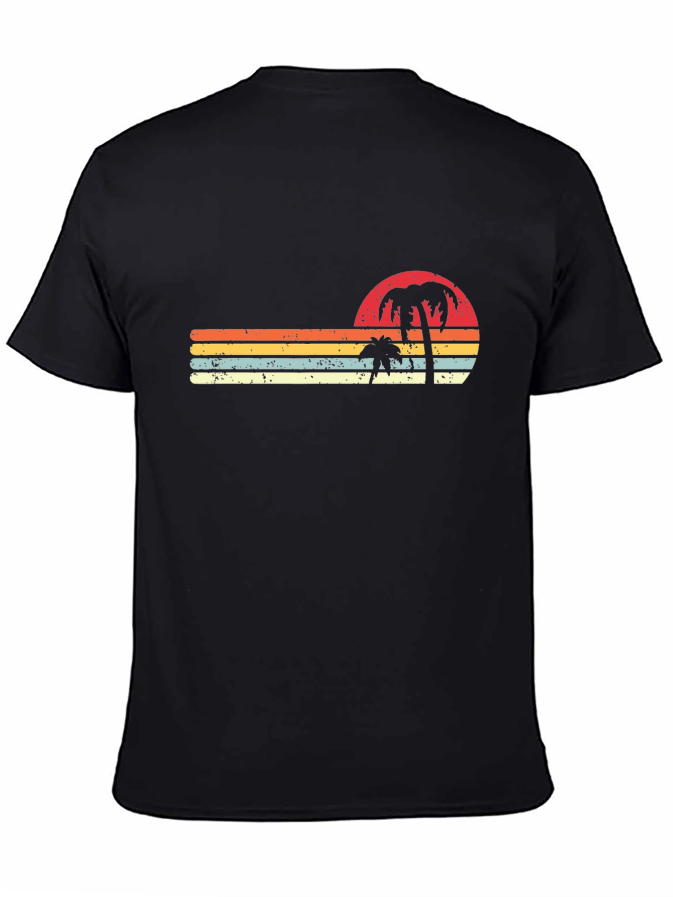 Black Retro Sunset Palm Tree T-Shirt view 4