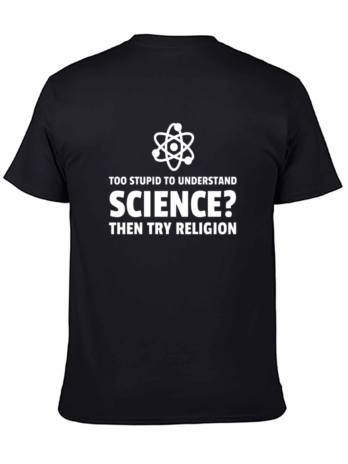 Black Science vs. Religion T-Shirt - Funny Graphic Tee view 4