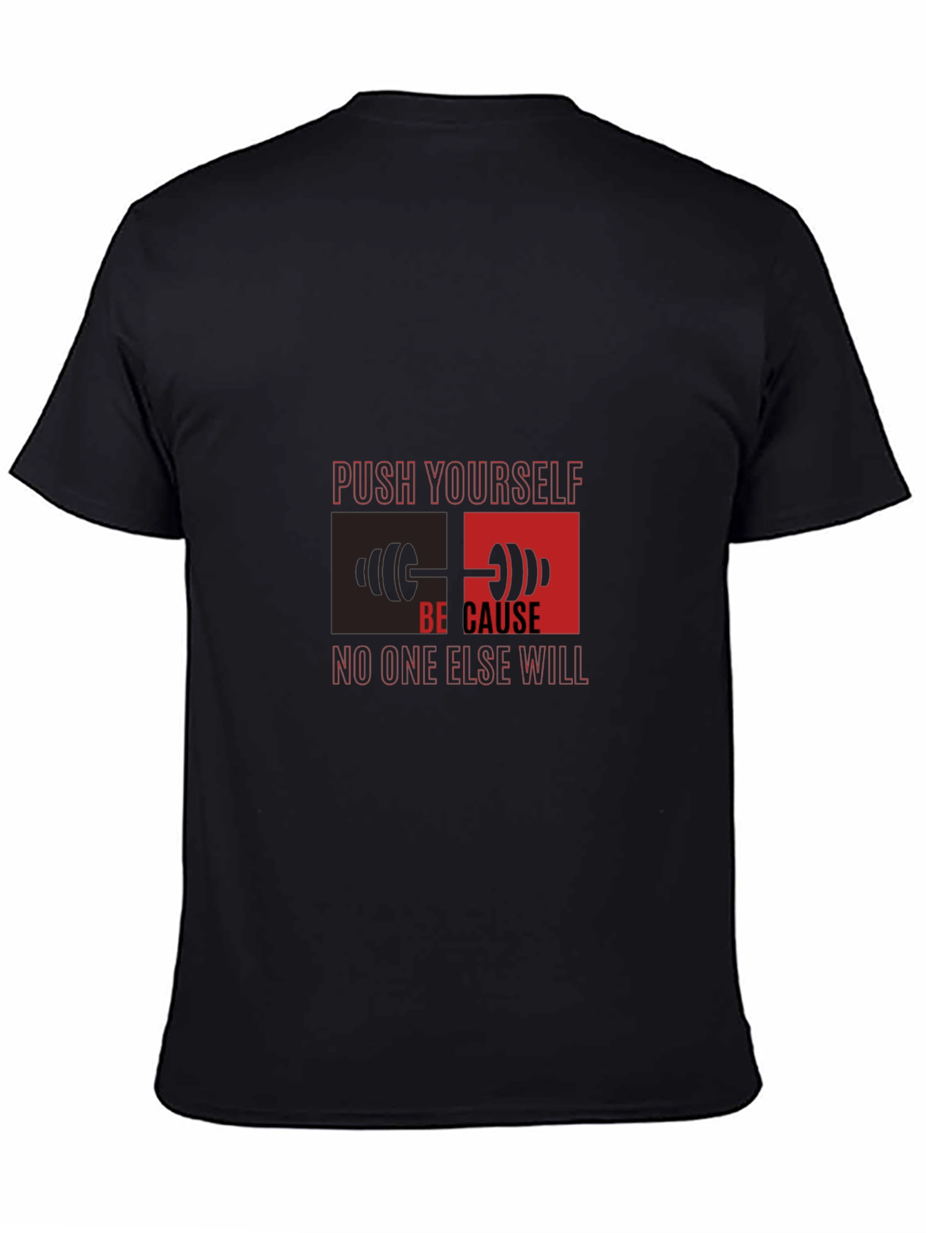 Black Motivational Fitness T-Shirt - Push Yourself view 4
