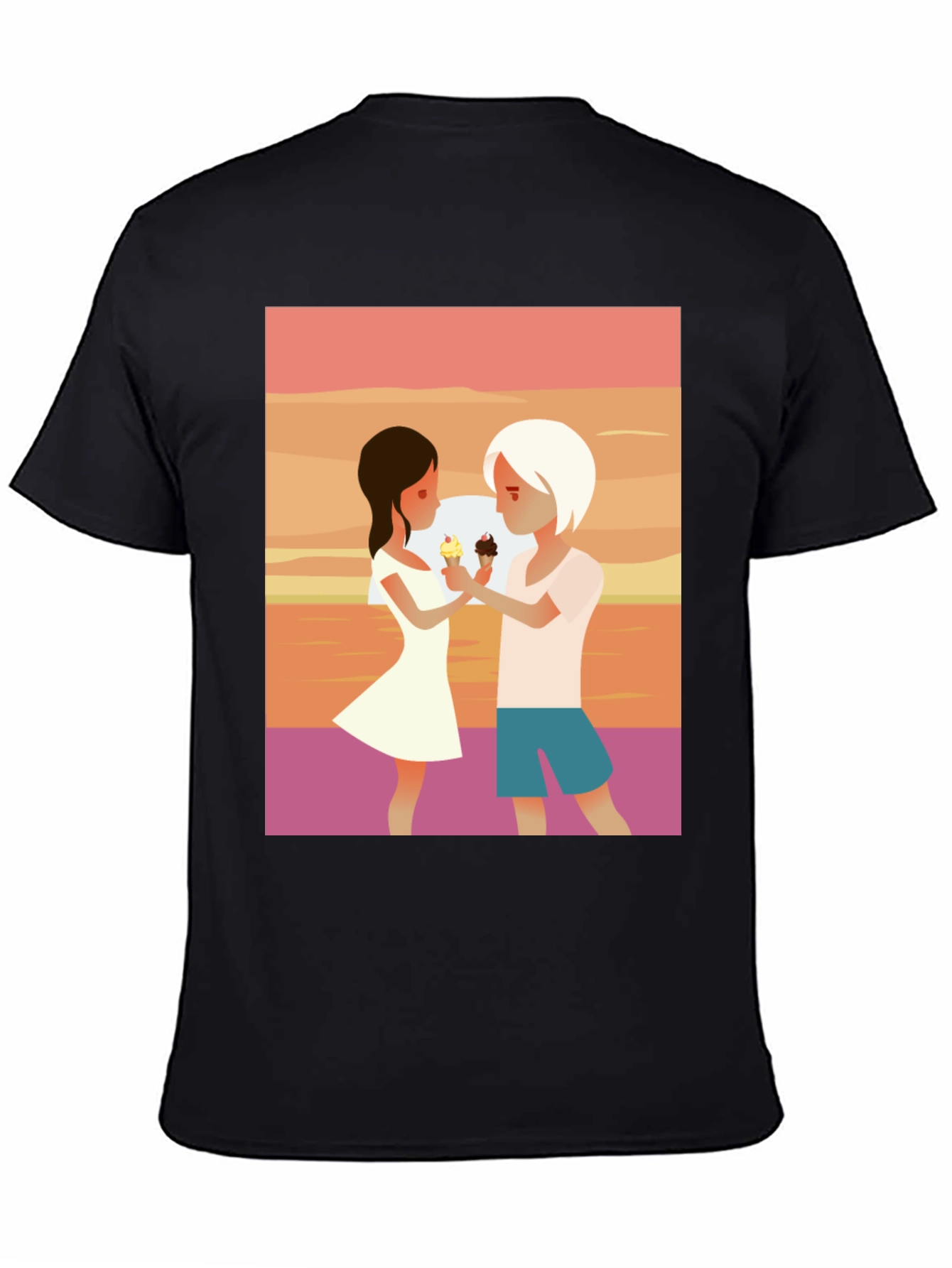 Black Couple Ice Cream Graphic T-Shirt - Unisex Casual Tee view 4