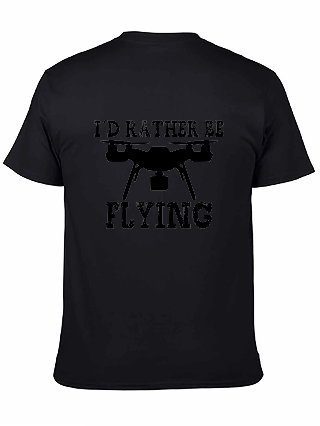 Black I'd Rather Be Flying Drone Graphic Tee view 4