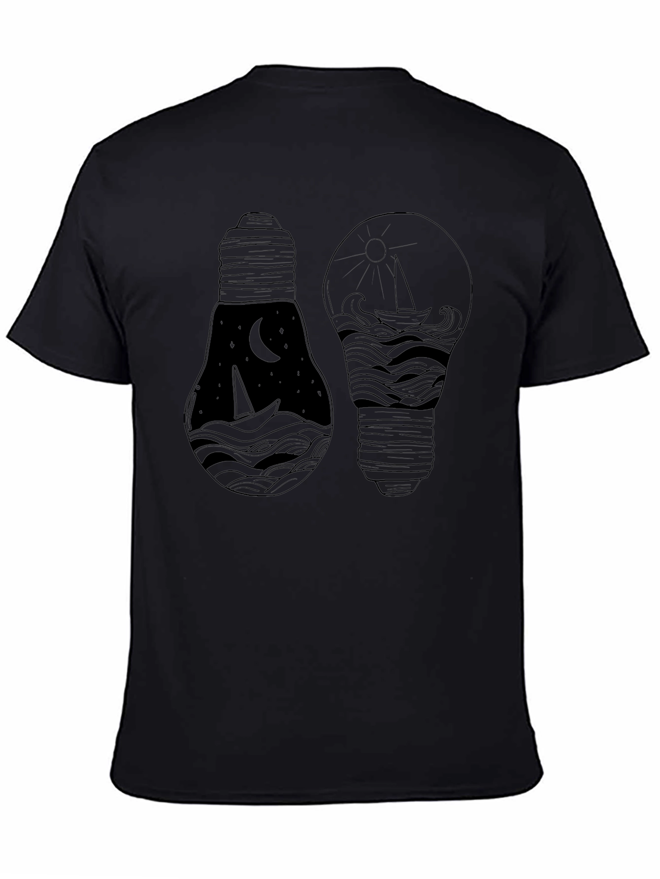 Black Dual Lightbulb Graphic Tee view 4
