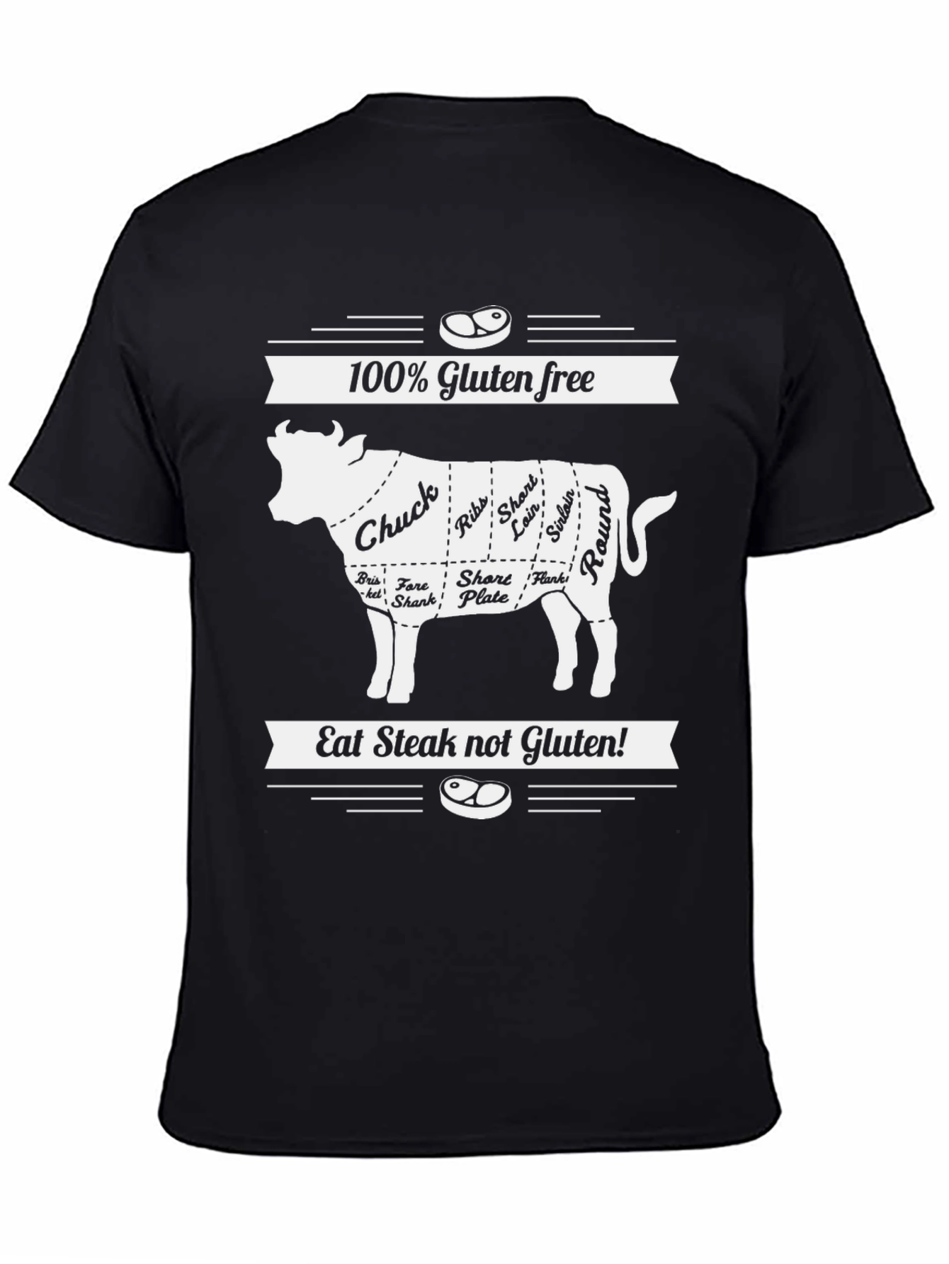 Black Gluten Free Steak Lover T-Shirt view 4