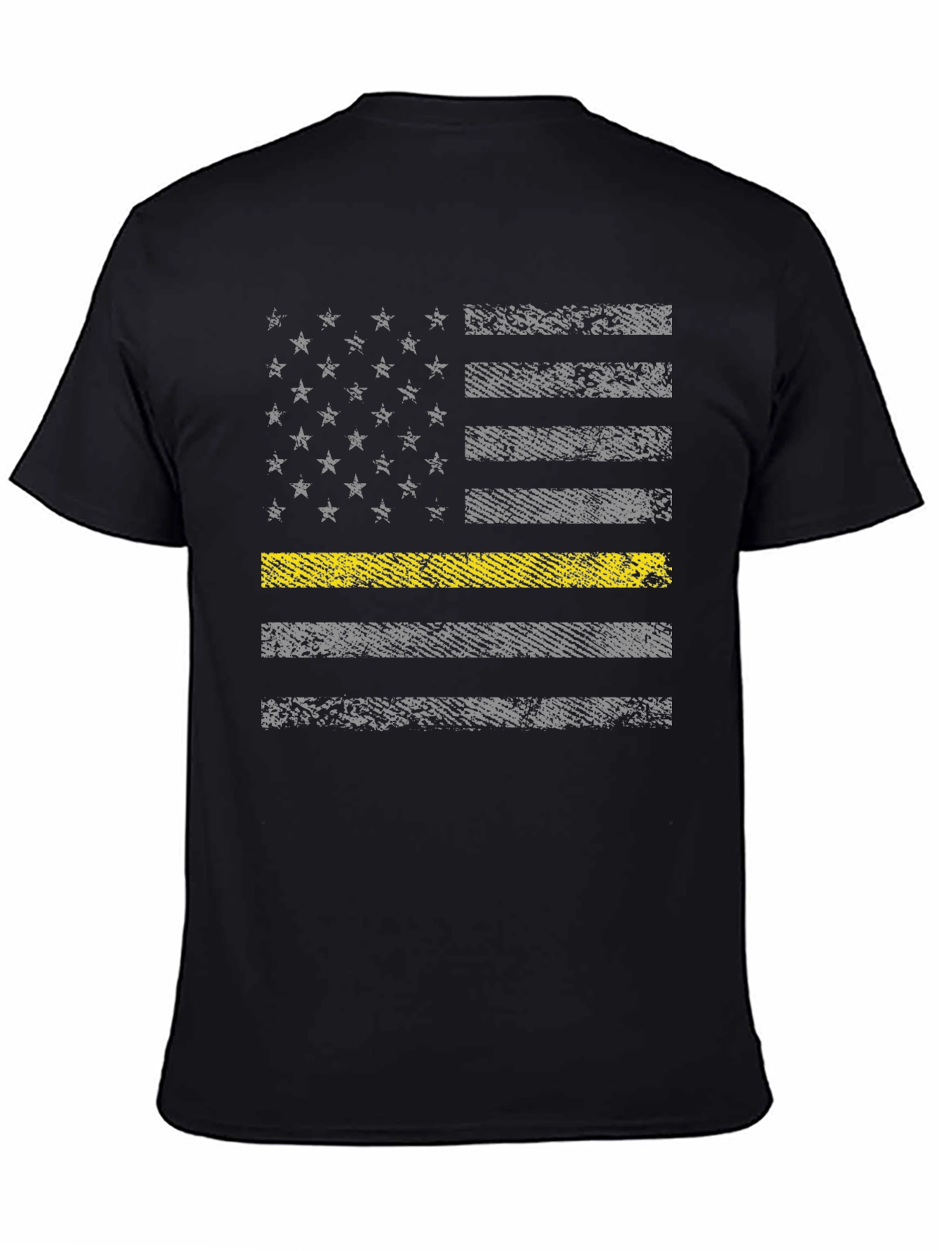 Black Thin Yellow Line Flag T-Shirt view 4