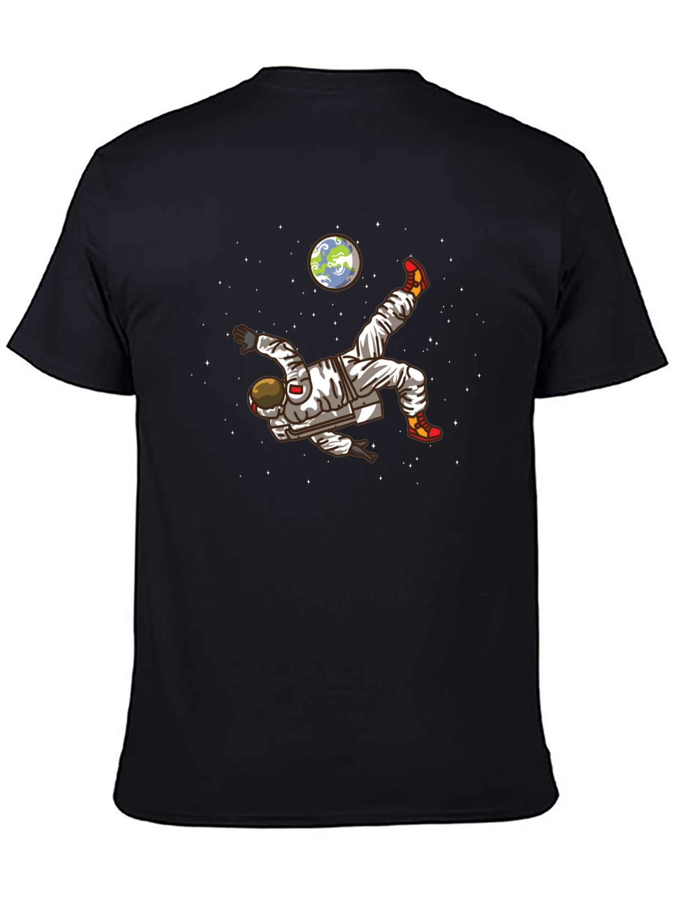 Black Astronaut Soccer Kick Graphic Tee view 4