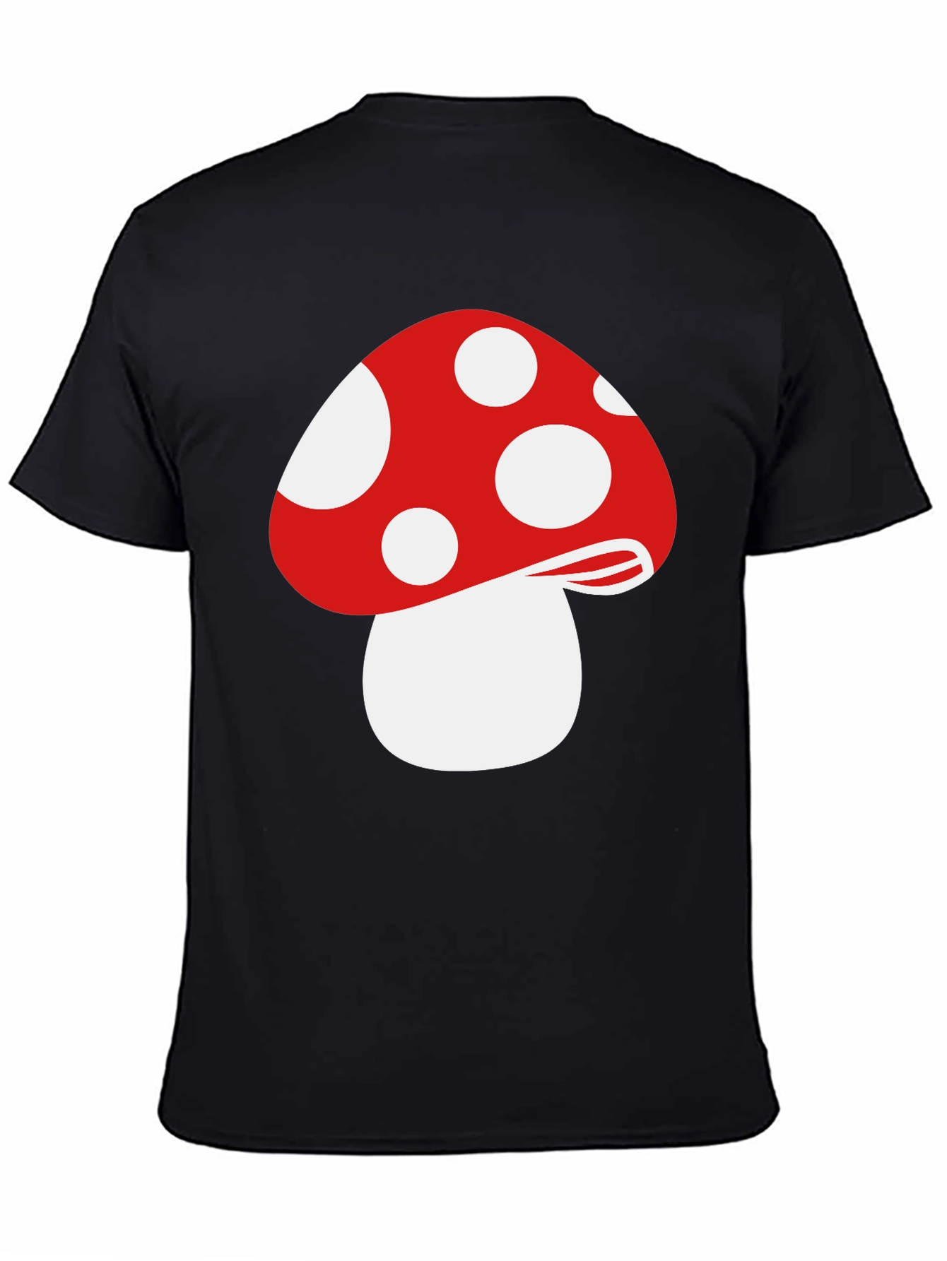Black Red Mushroom Graphic Tee - Funky Black T-Shirt view 4