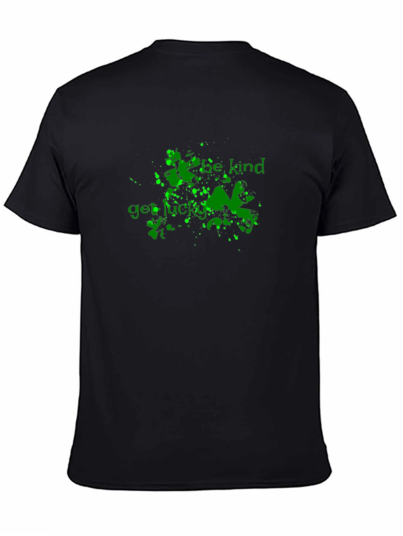 Black Be Kind Get Lucky Green Graphic Black T-Shirt view 4
