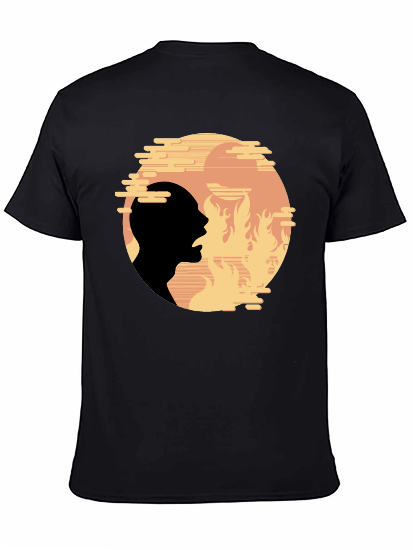 Black Fiery Silhouette Graphic Tee - Bold Statement Shirt view 4