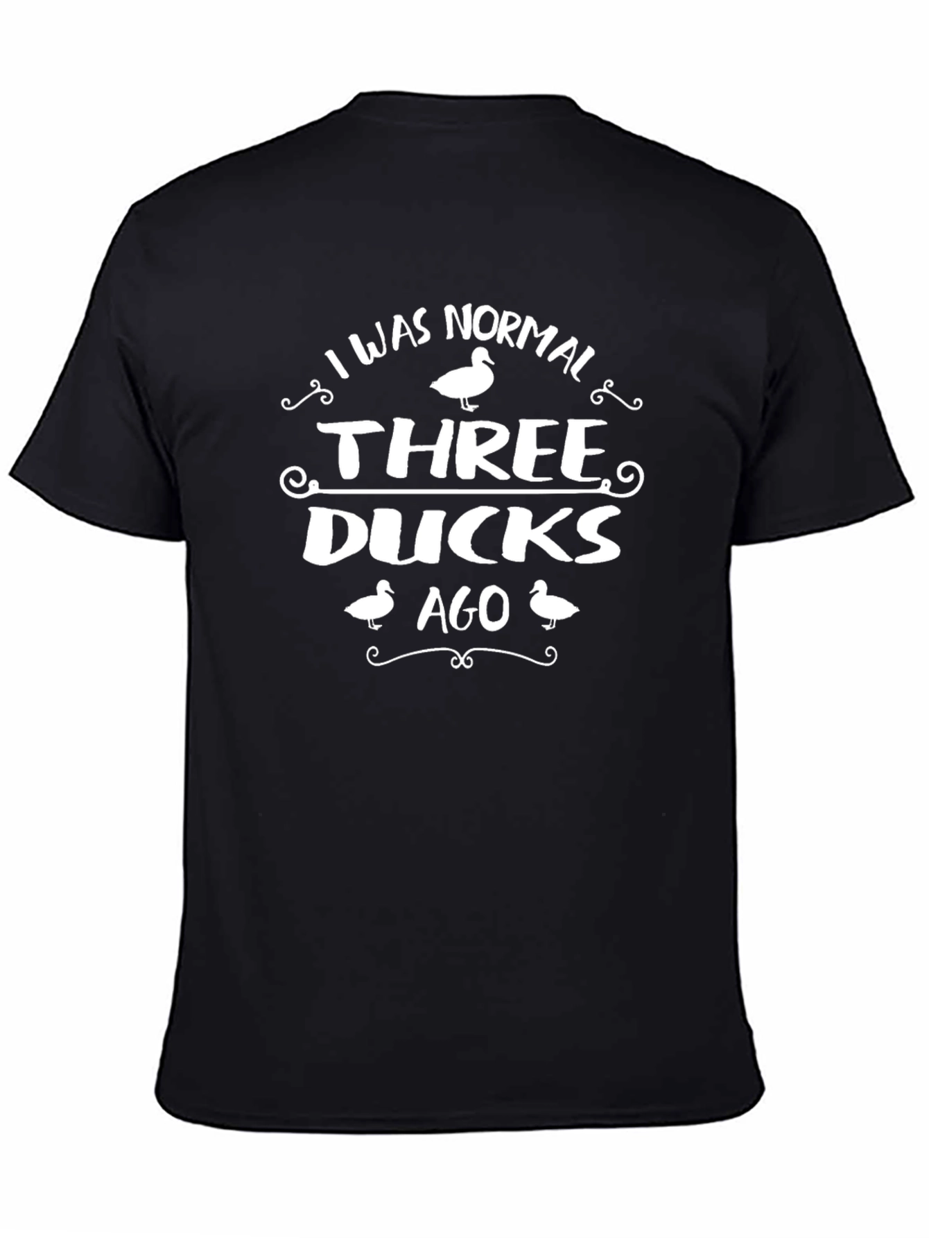 Black Funny Duck T-Shirt - I Was Normal Three Ducks Ago view 4