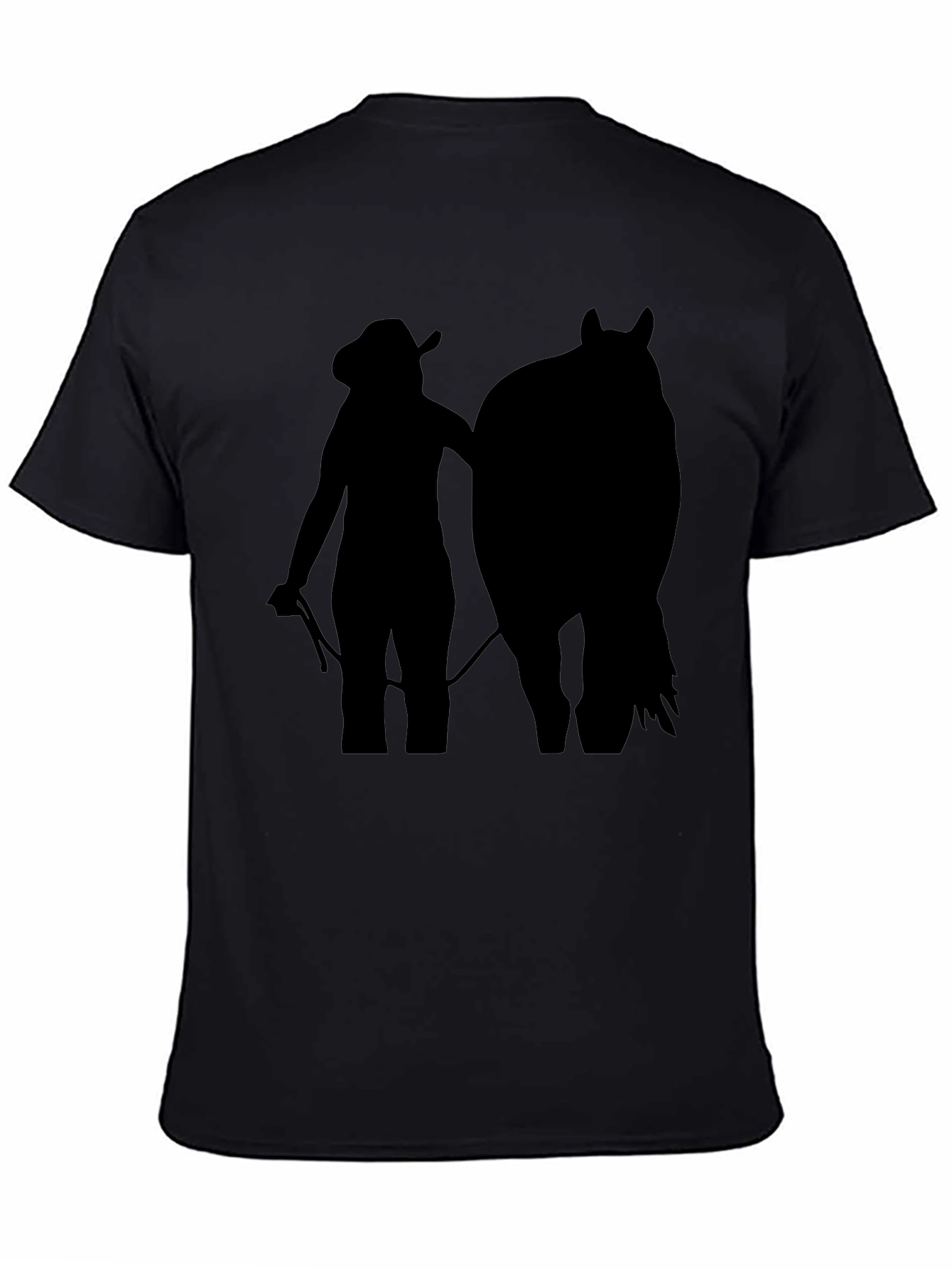 Black Cowgirl & Horse Silhouette Tee - Black Unisex T-Shirt view 4