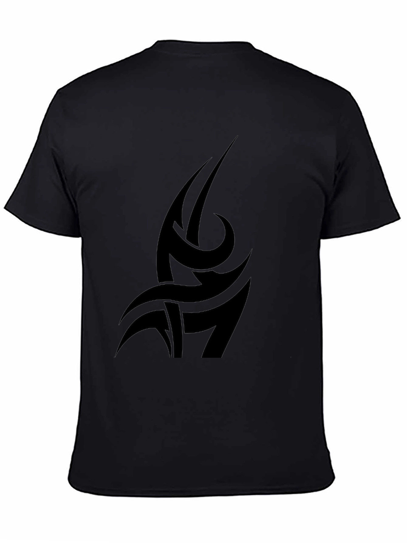 Black Men's Black Graphic Tee - Tribal Design view 4
