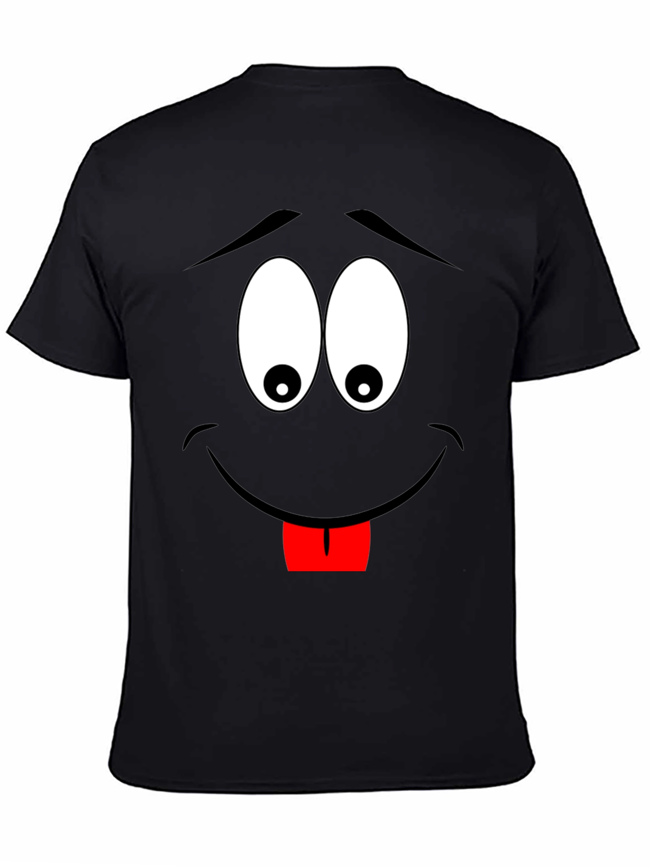 Black Cartoon Face Black T-Shirt view 4