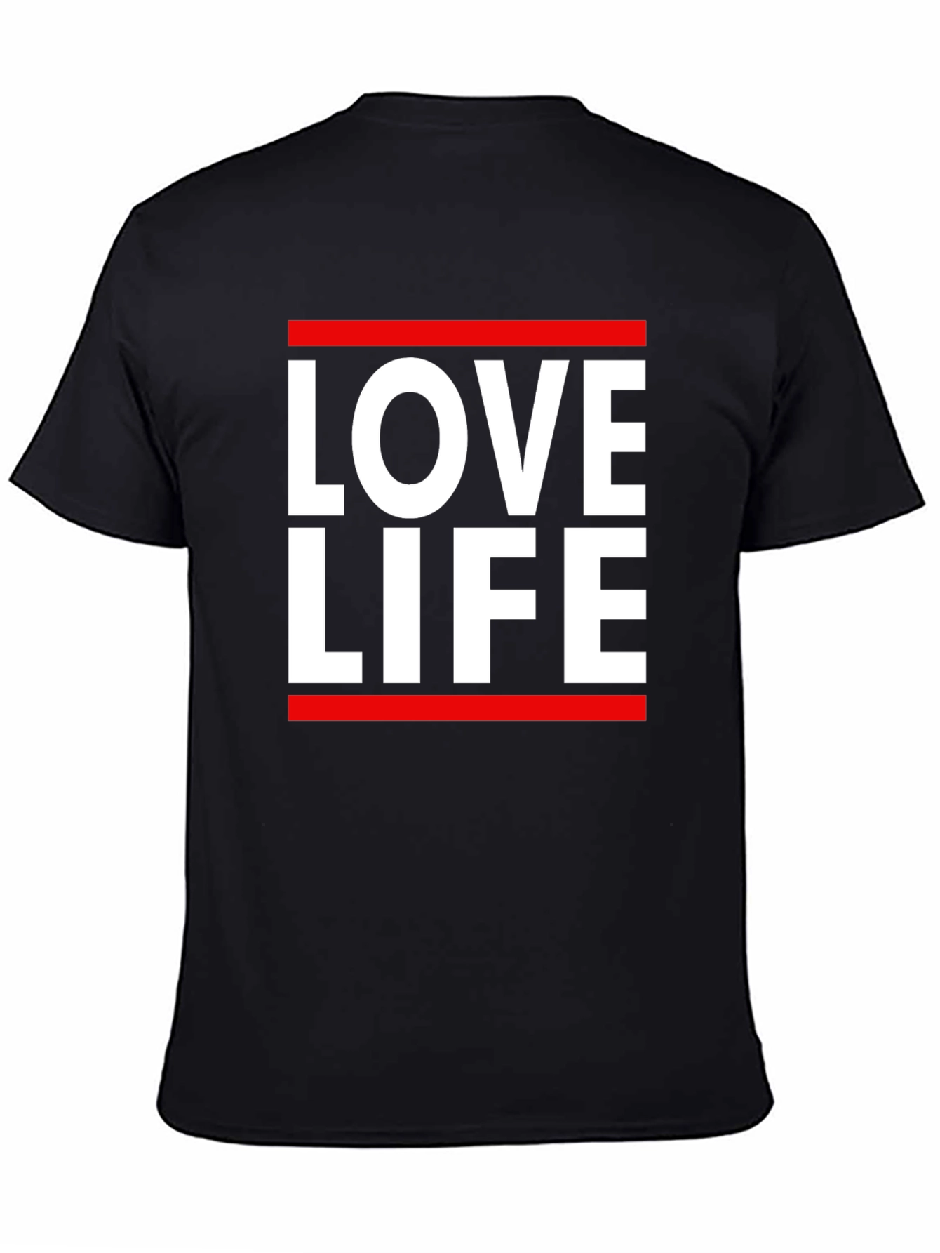 Black Love Life Graphic Tee - Black Cotton Casual T-Shirt view 4