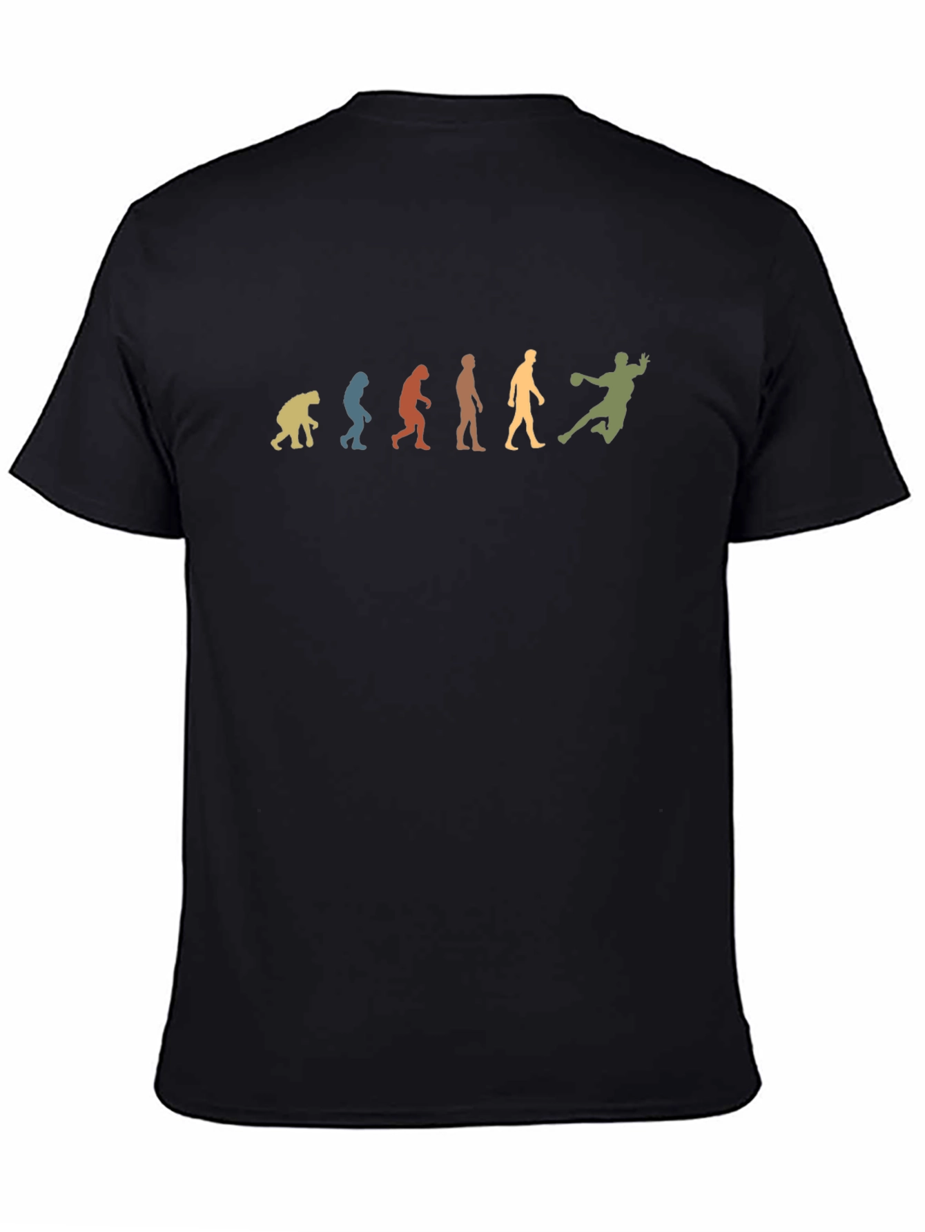 Black Evolution of Handball T-Shirt - Black Cotton Tee view 4