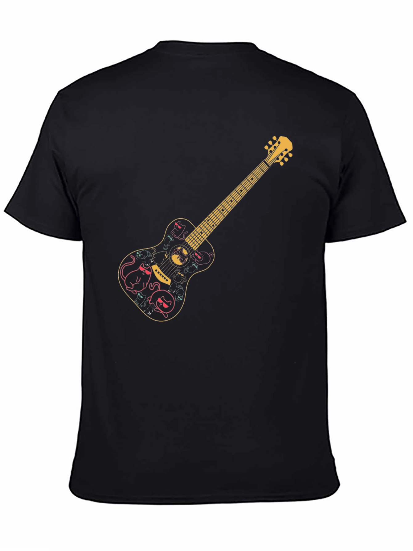 Black Guitar Cat Halloween T-Shirt view 4