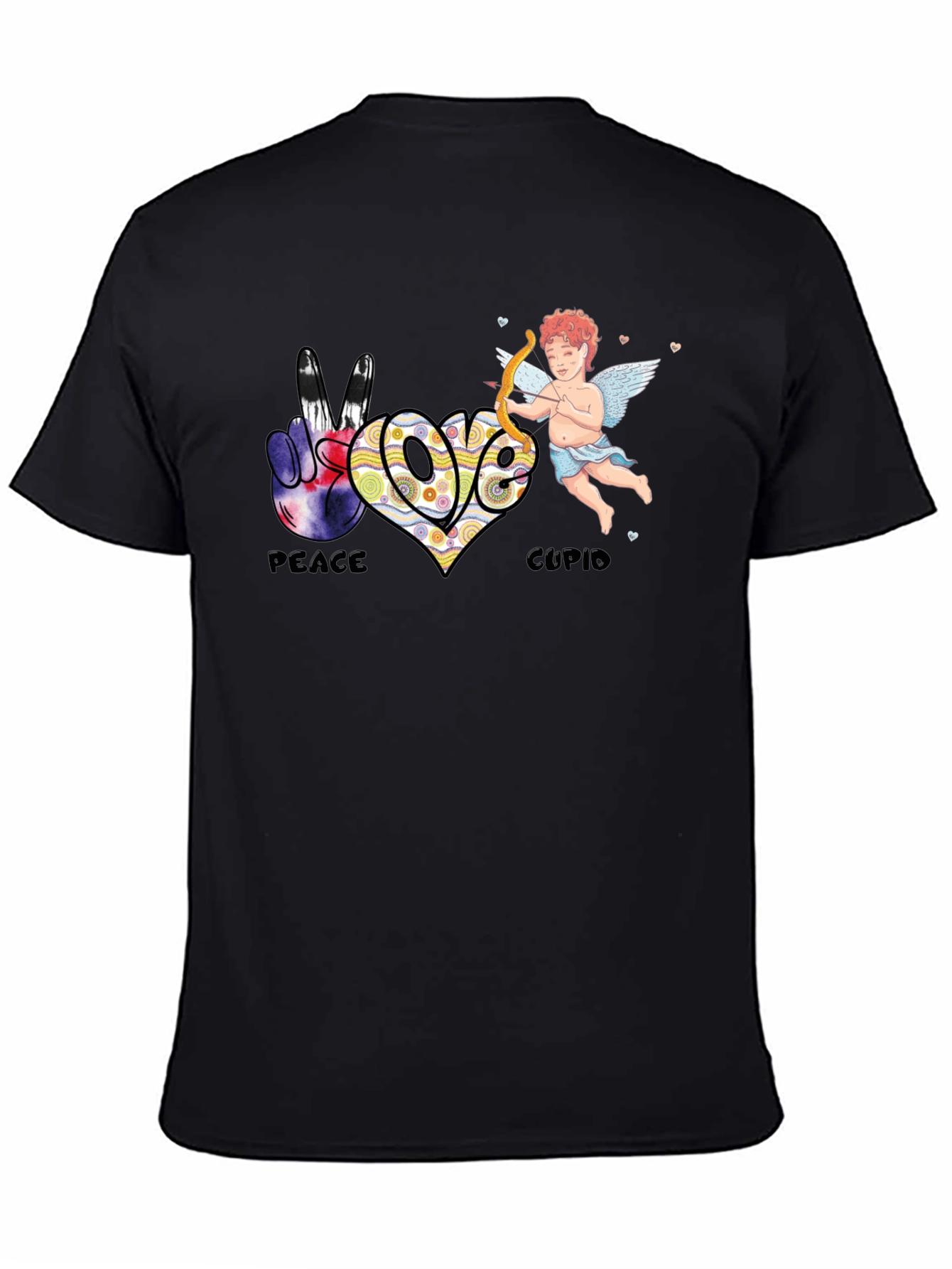 Black Peace Love Cupid T-Shirt view 4