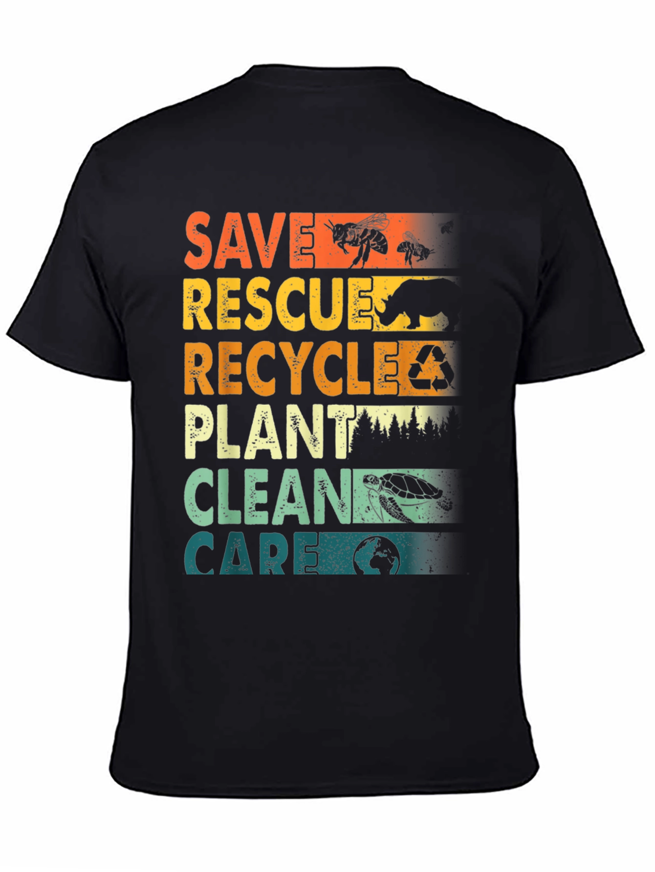 Black Eco-Friendly Save Rescue T-Shirt view 4
