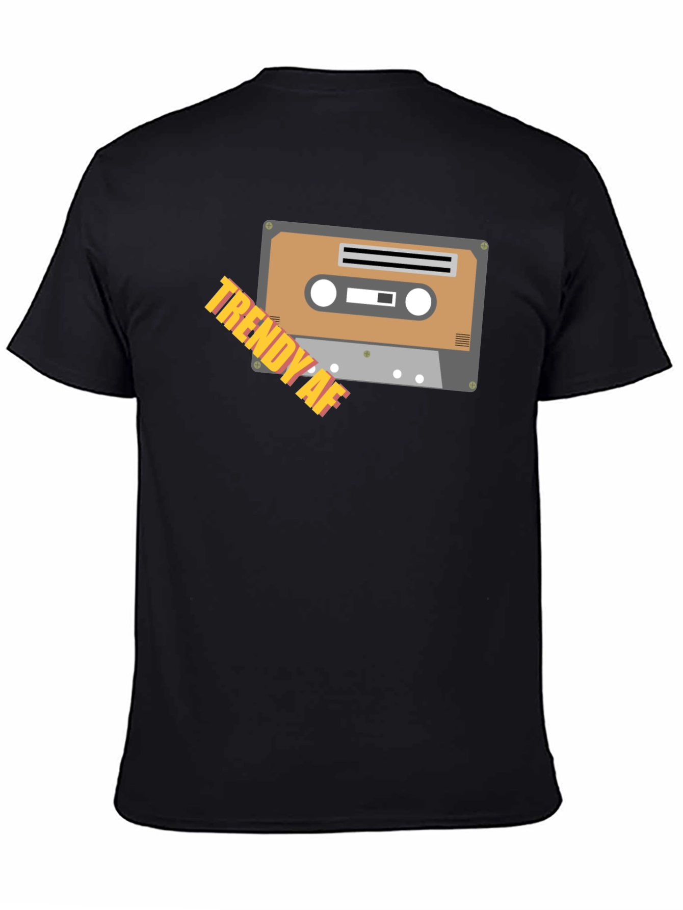 Black Trendy AF Cassette Tape Graphic Black T-Shirt view 4