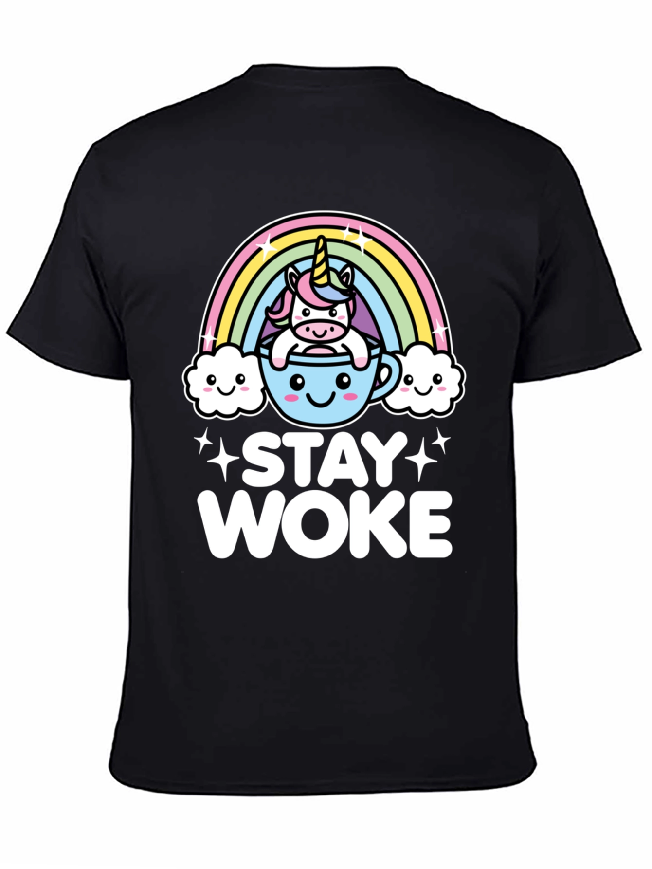 Black Stay Woke Unicorn Graphic Tee - Trendy Black T-Shirt view 4