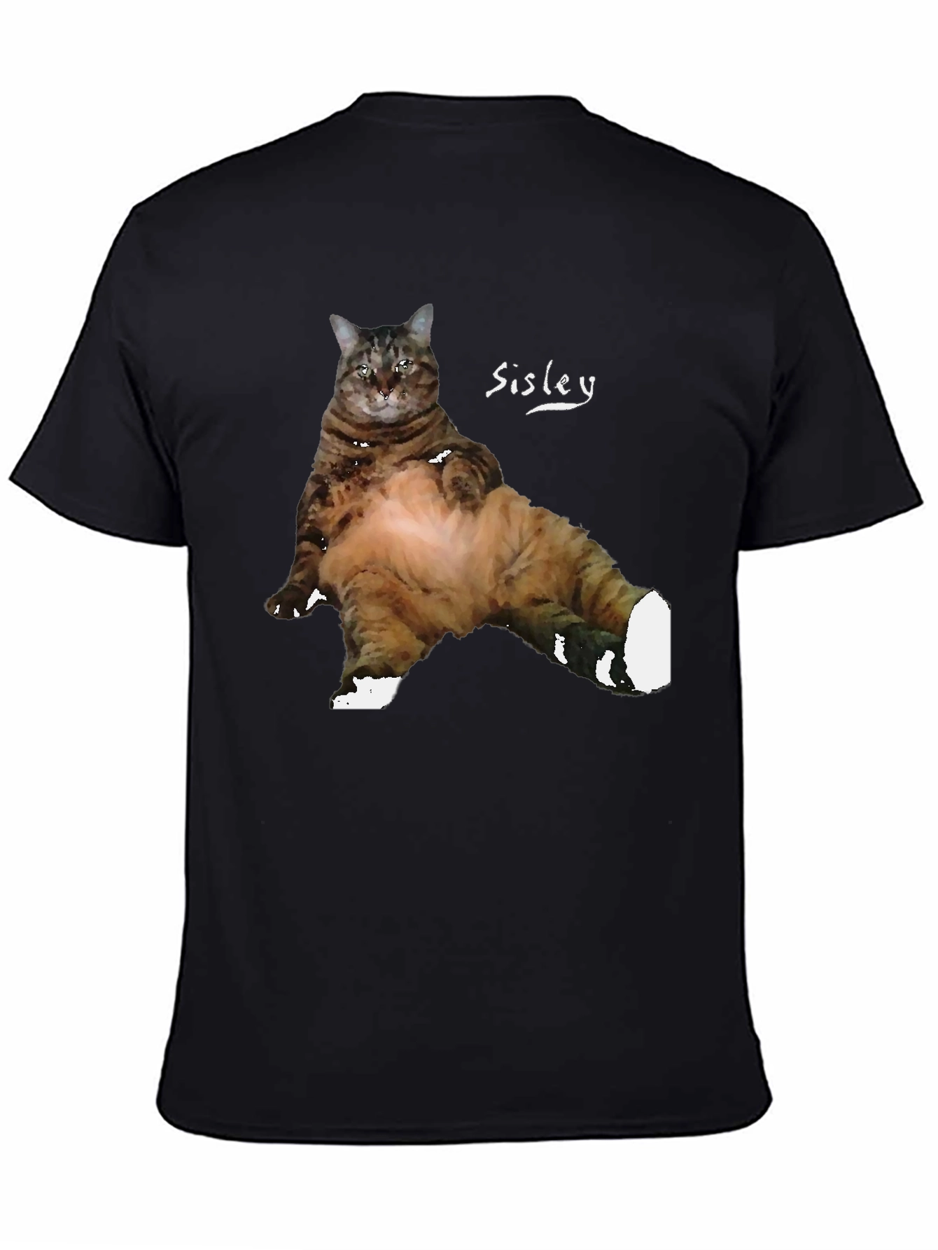 Black Funny Cat T-Shirt - Sisley Cat Design view 4