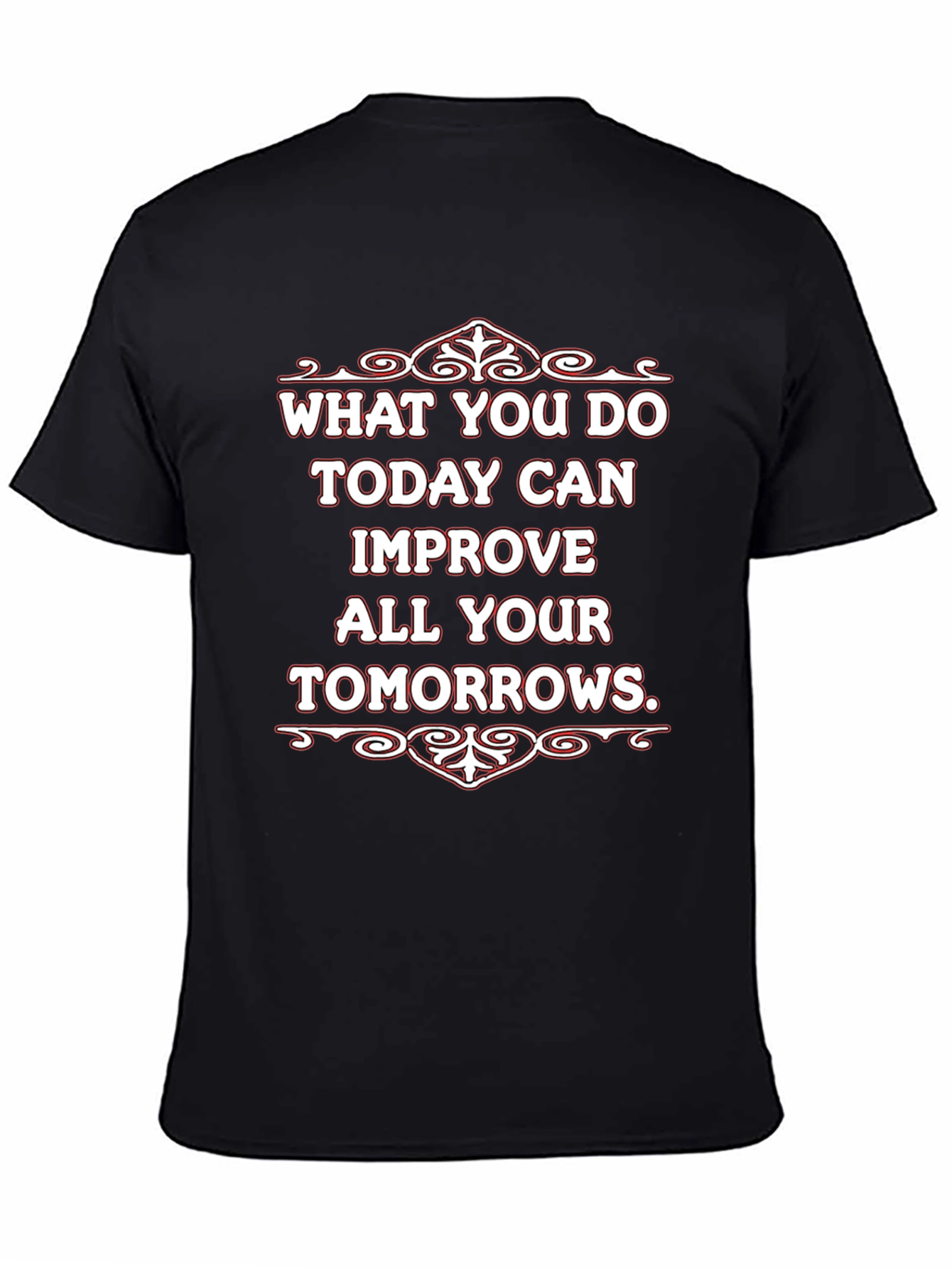 Black Motivational T-Shirt: Improve Your Tomorrows view 4