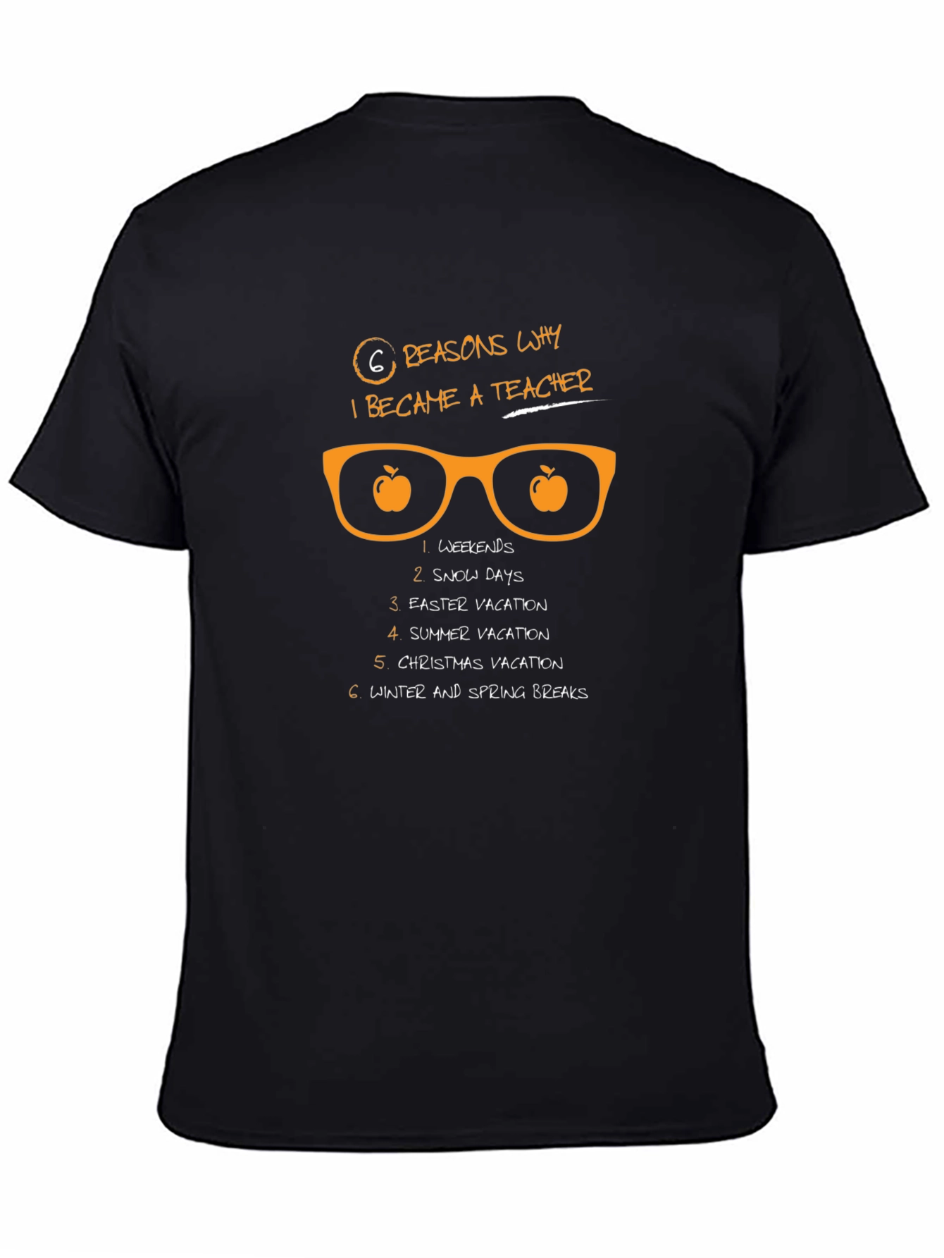 Black 6 Reasons Teacher T-Shirt - Black, Funny Teacher Tee view 4