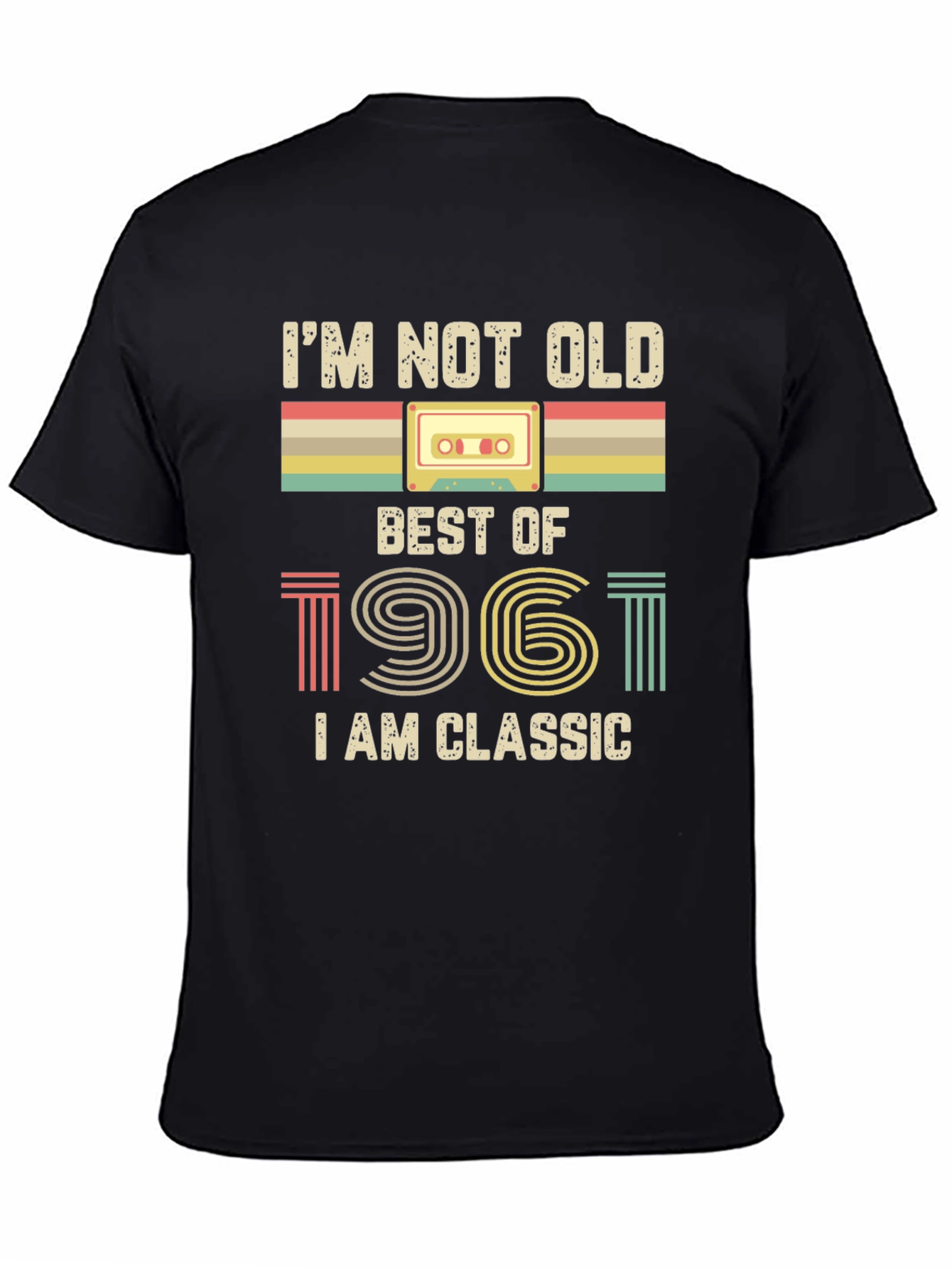 Black Retro 1961 Classic Cassette Tape Graphic Tee view 4