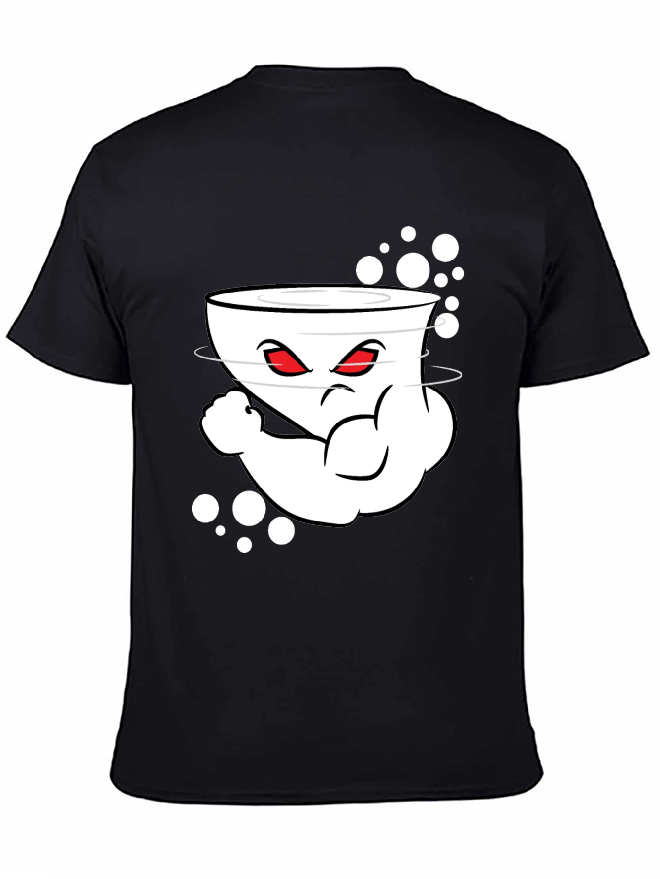 Black Men's Black Cartoon Graphic Crew Neck T-Shirt view 4