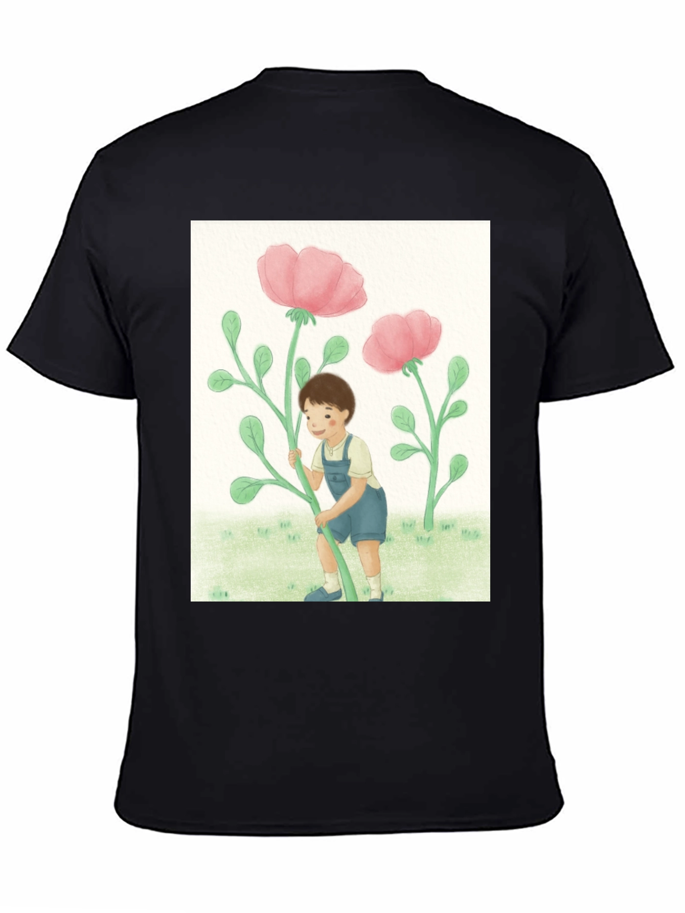 Black Boy with Flowers Black T-Shirt view 4