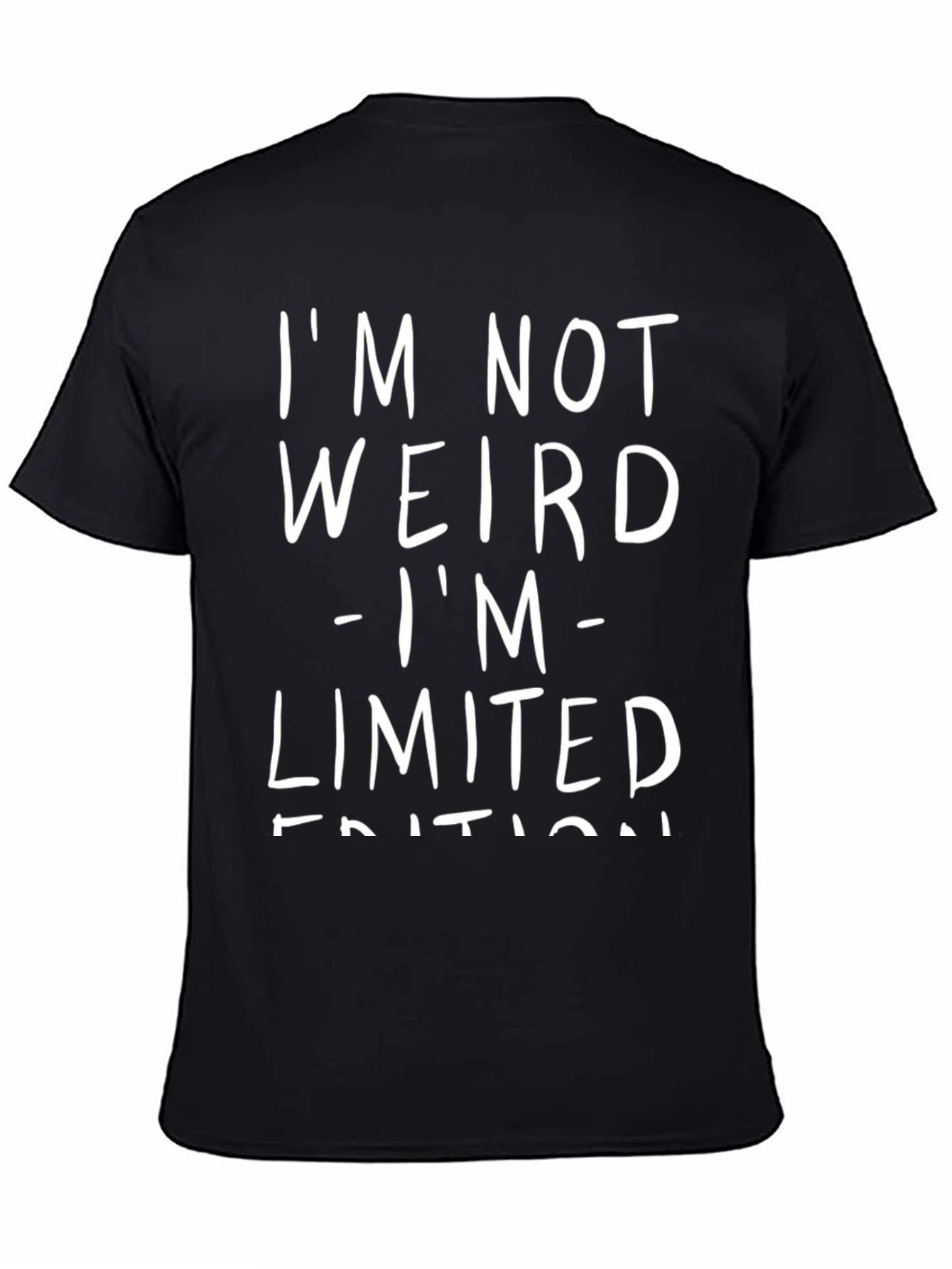 Black Funny Slogan T-Shirt - "I'm Not Weird" view 4
