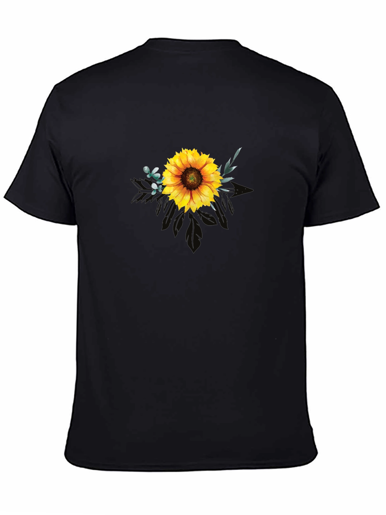 Black Sunflower Graphic Tee - Black Cotton Blend Shirt view 4