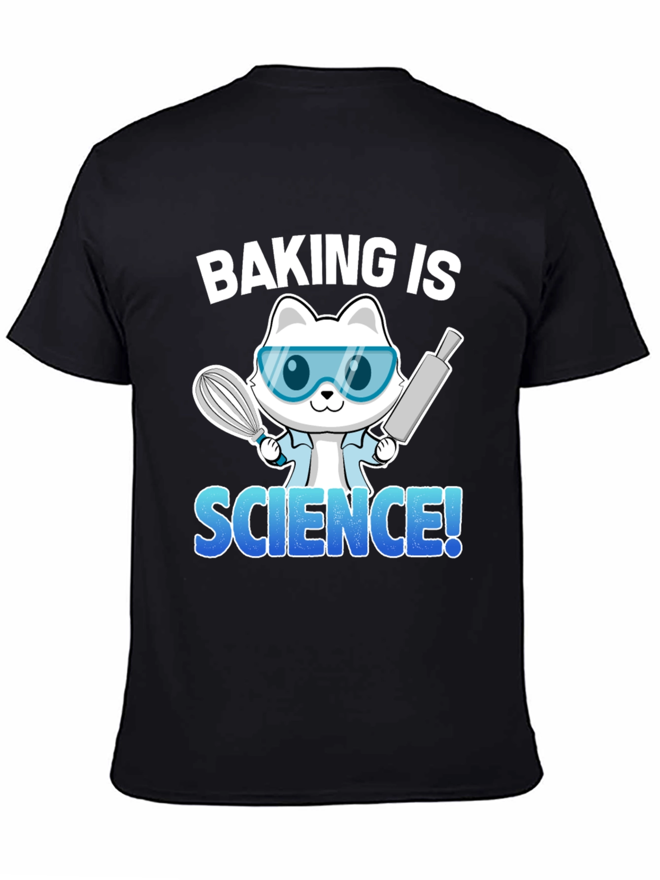 Black Baking is Science T-Shirt, Chef Cat Tee view 4