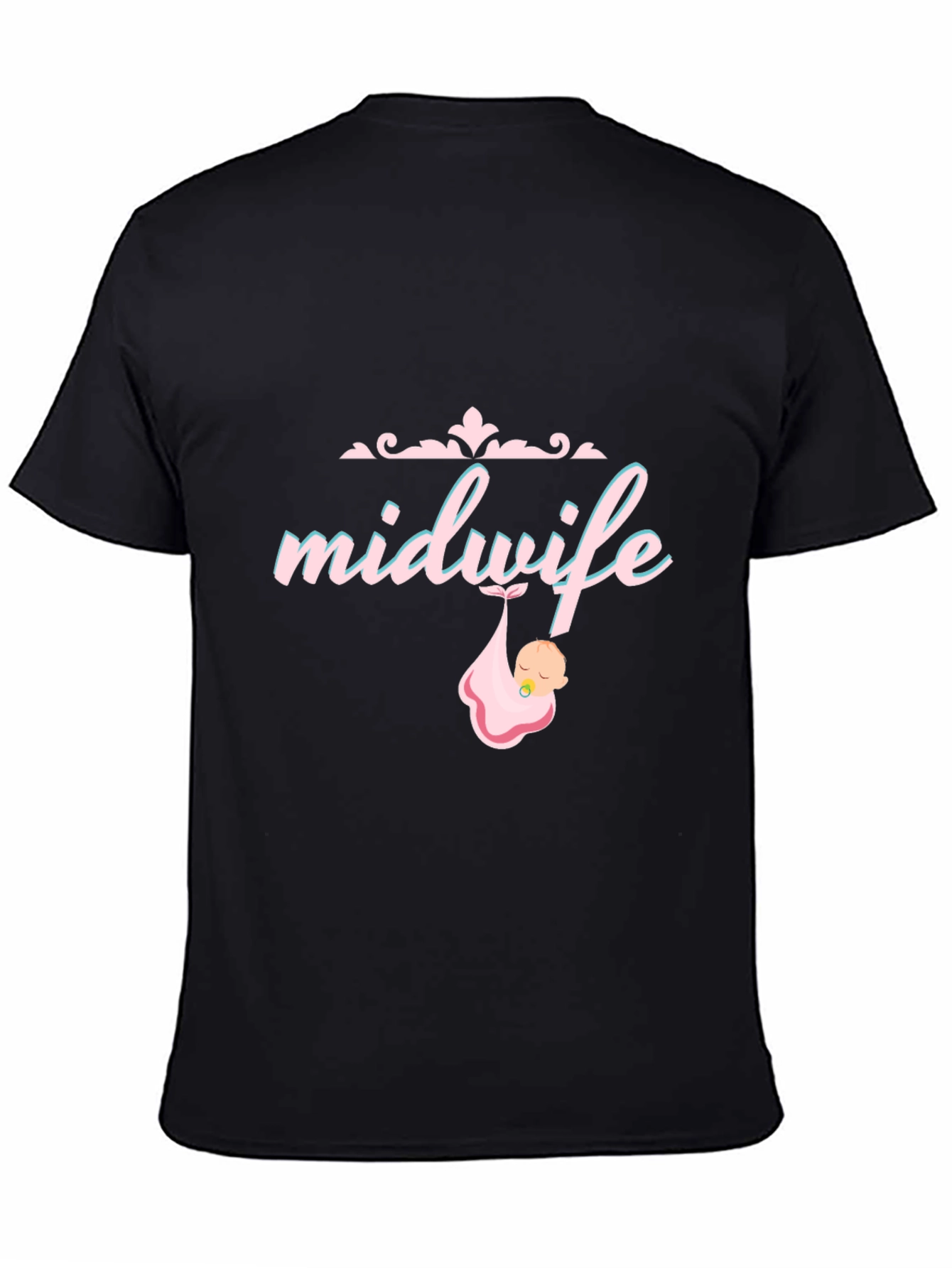 Black Midwife T-Shirt - Cute Baby Graphic Tee view 4