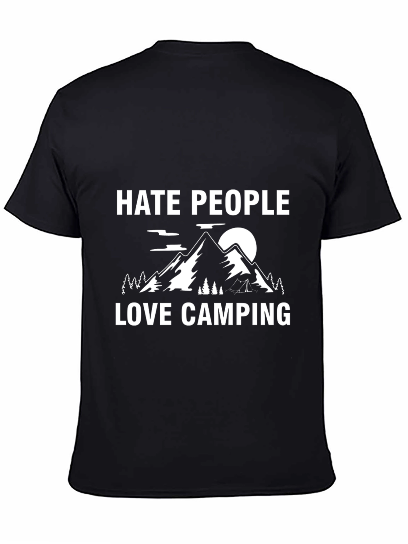 Black Hate People Love Camping Graphic T-Shirt view 4