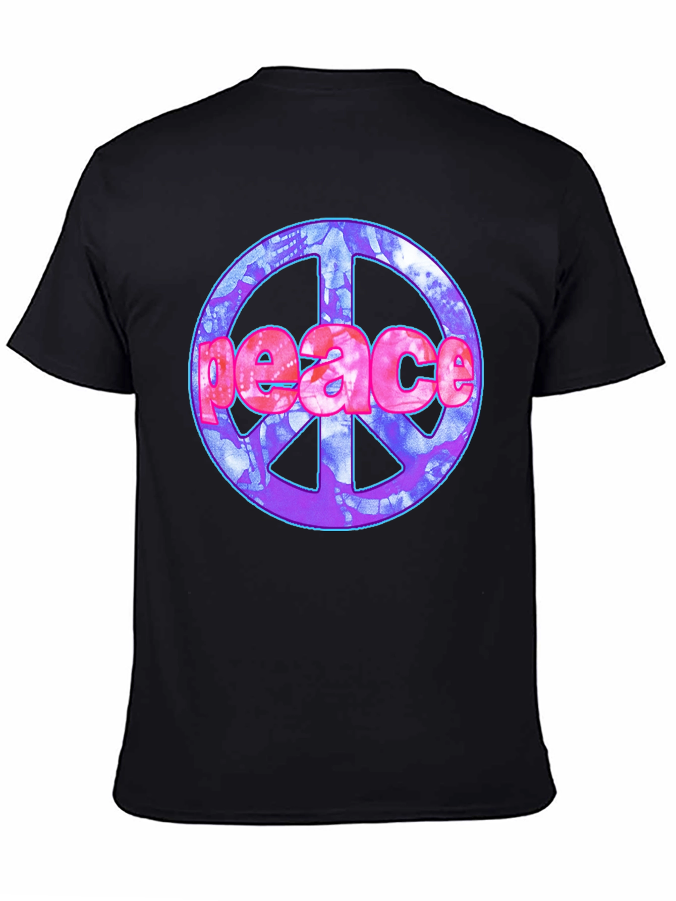 Black Peace Sign Graphic T-Shirt - Black Cotton Blend view 4