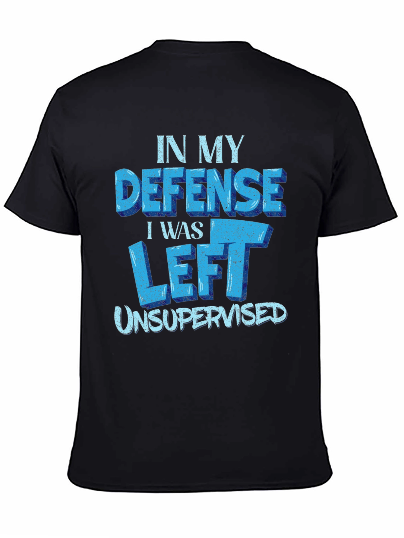 Black Funny 'In My Defense' Black T-Shirt view 4