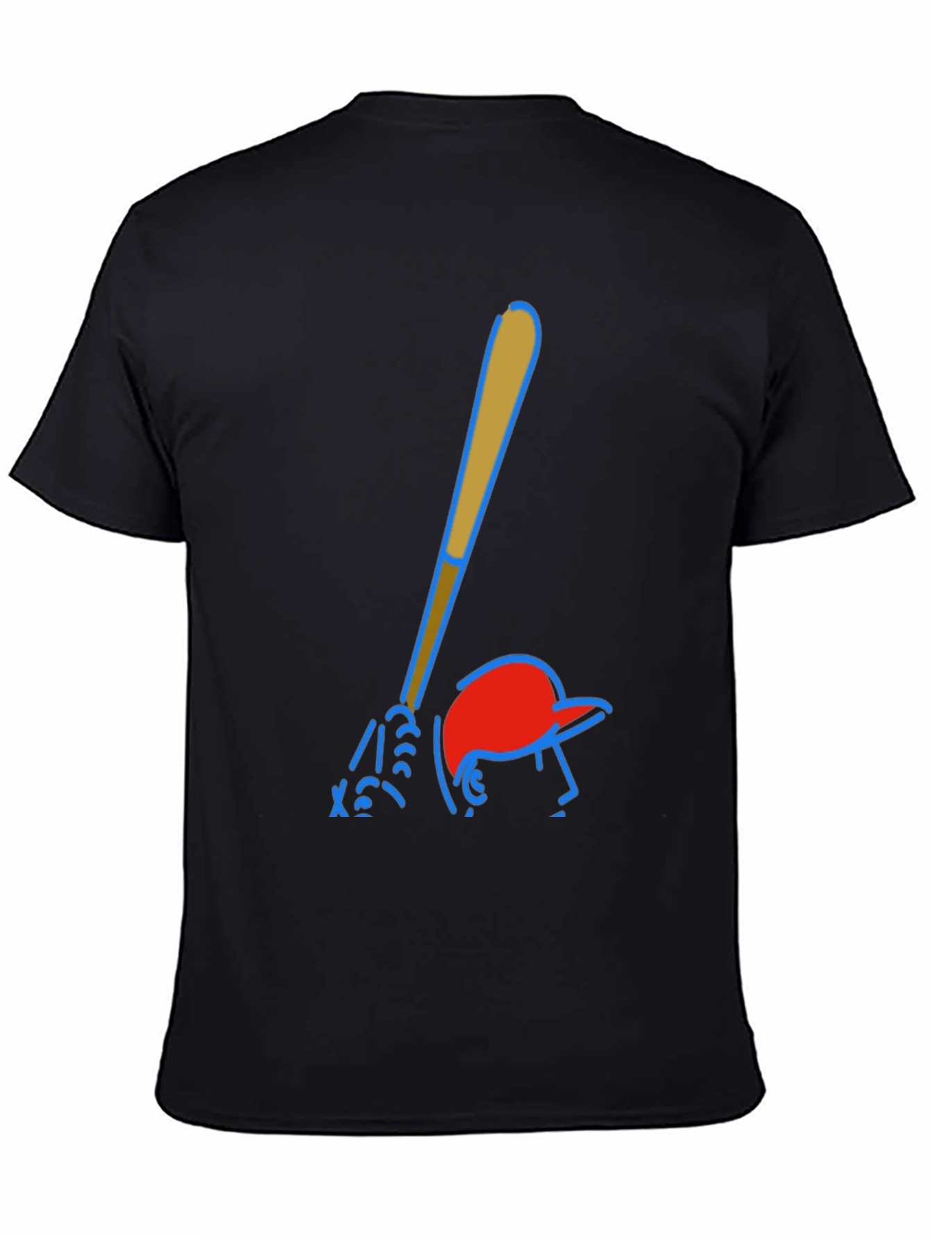 Black Baseball Player Graphic Tee - Classic Black Cotton view 4