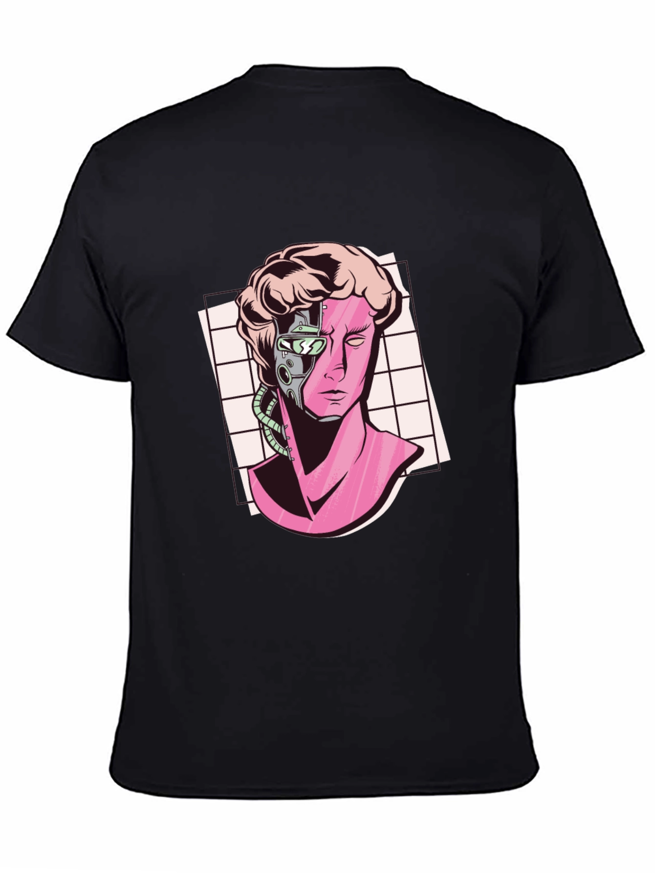 Black Cyberpunk Statue Graphic Tee - Modern Art view 4