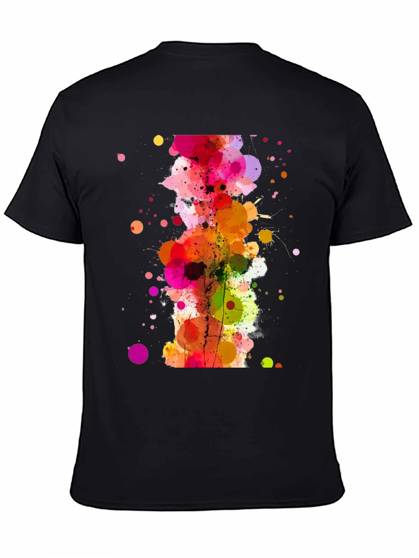 Black Abstract Watercolor Splatter Print Black T-Shirt view 4