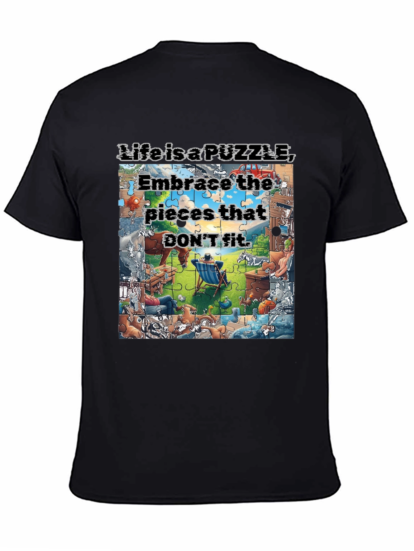 Black Life is a Puzzle Graphic T-Shirt view 4