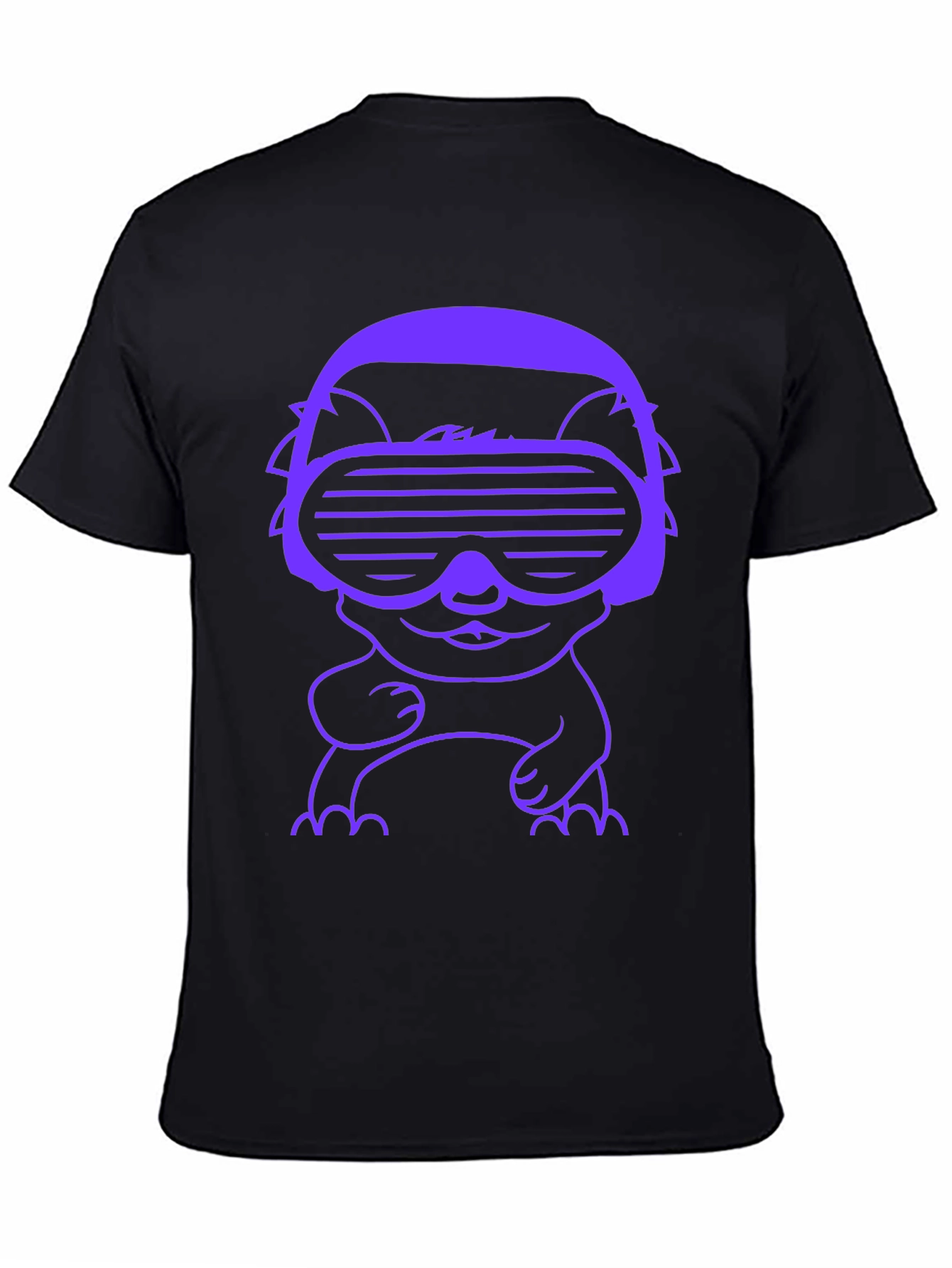 Black Cyberpunk Cat T-Shirt - Retro Gamer Style view 4