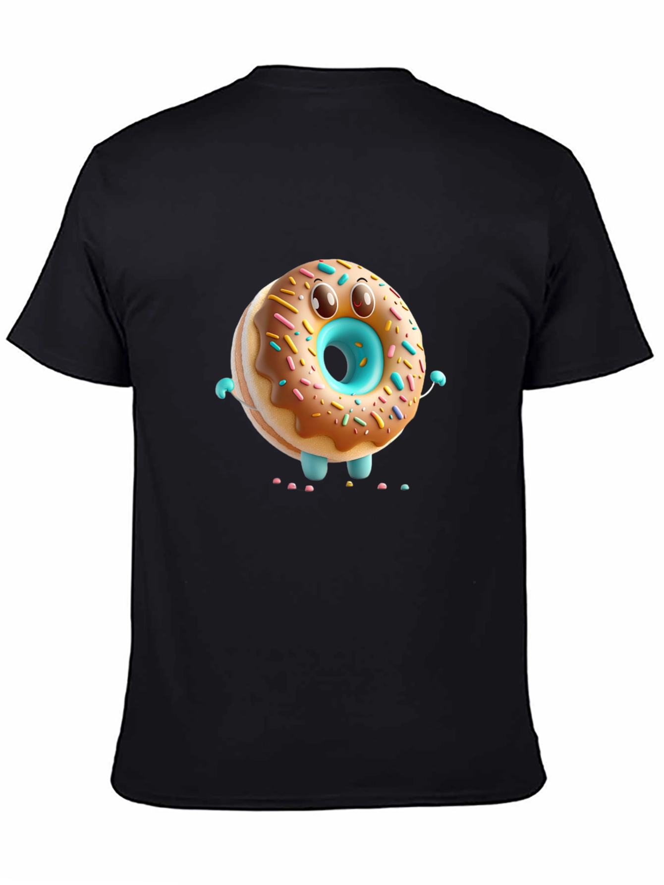 Black Donut Character Black T-Shirt view 4