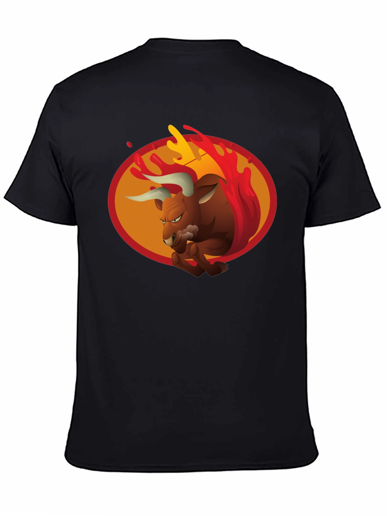 Black Fiery Bull Graphic Tee - Bold Black T-Shirt view 4