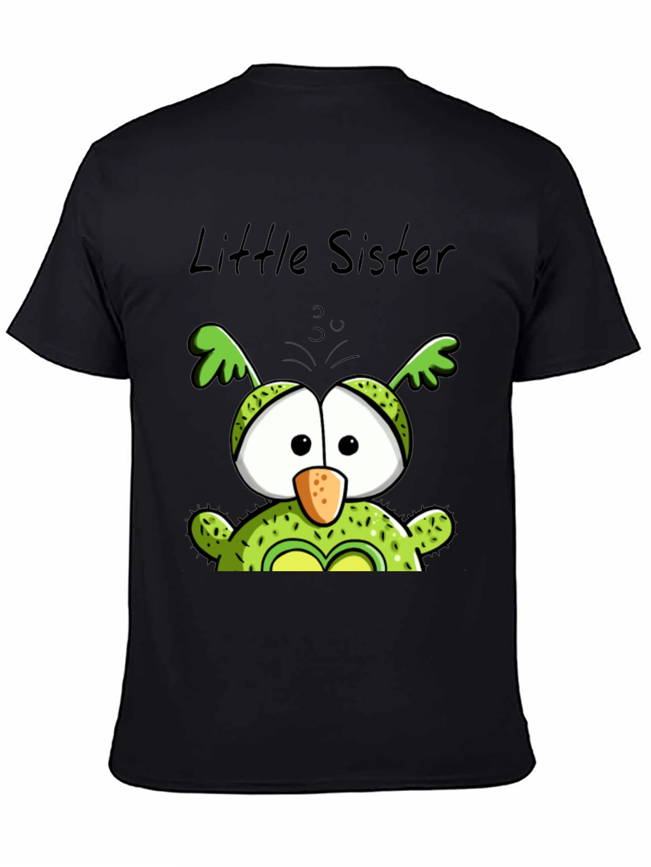 Black Little Sister Owl T-Shirt - Cute Family Tee view 4