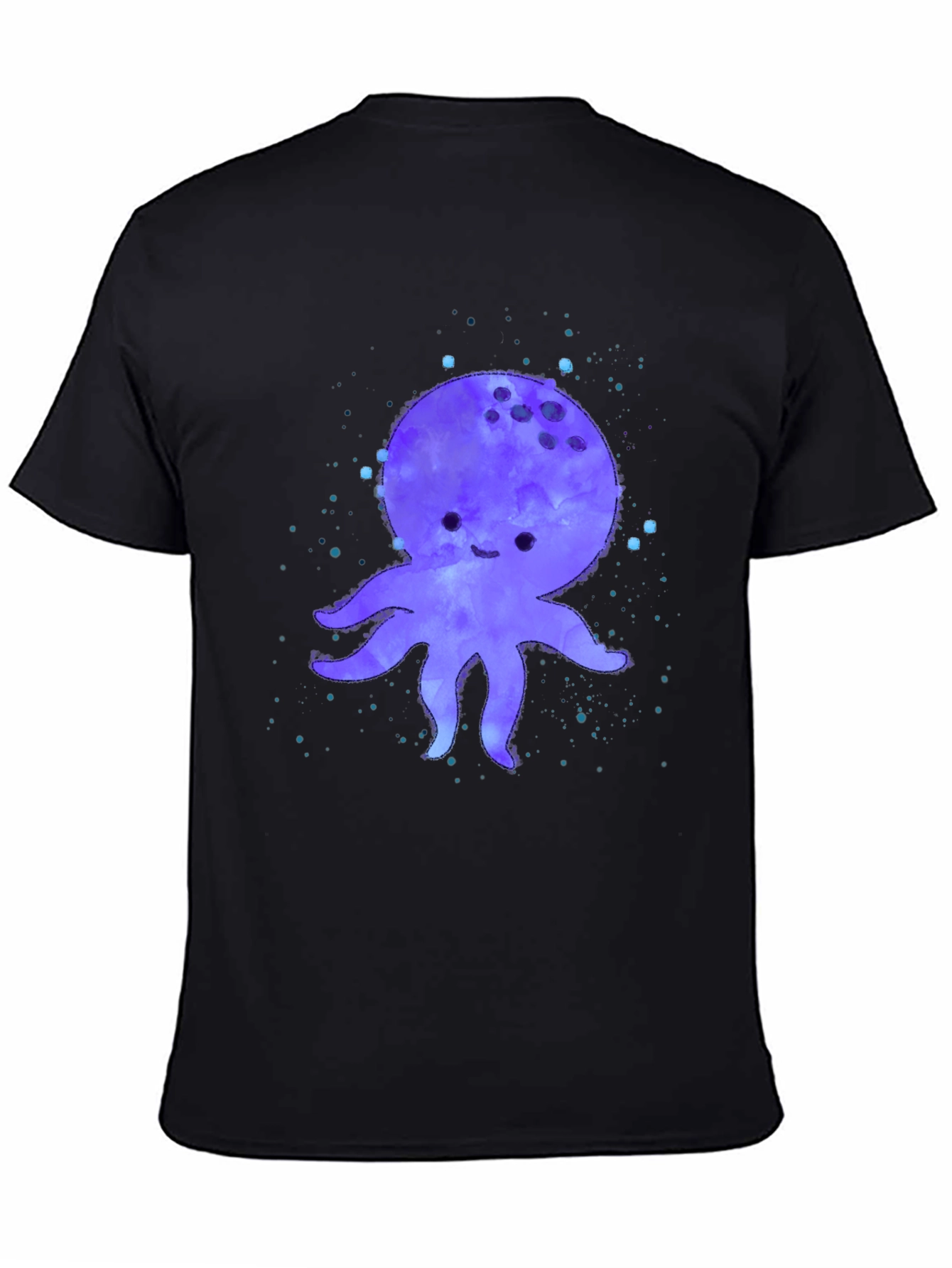 Black Cute Octopus Graphic Print Black T-Shirt view 4