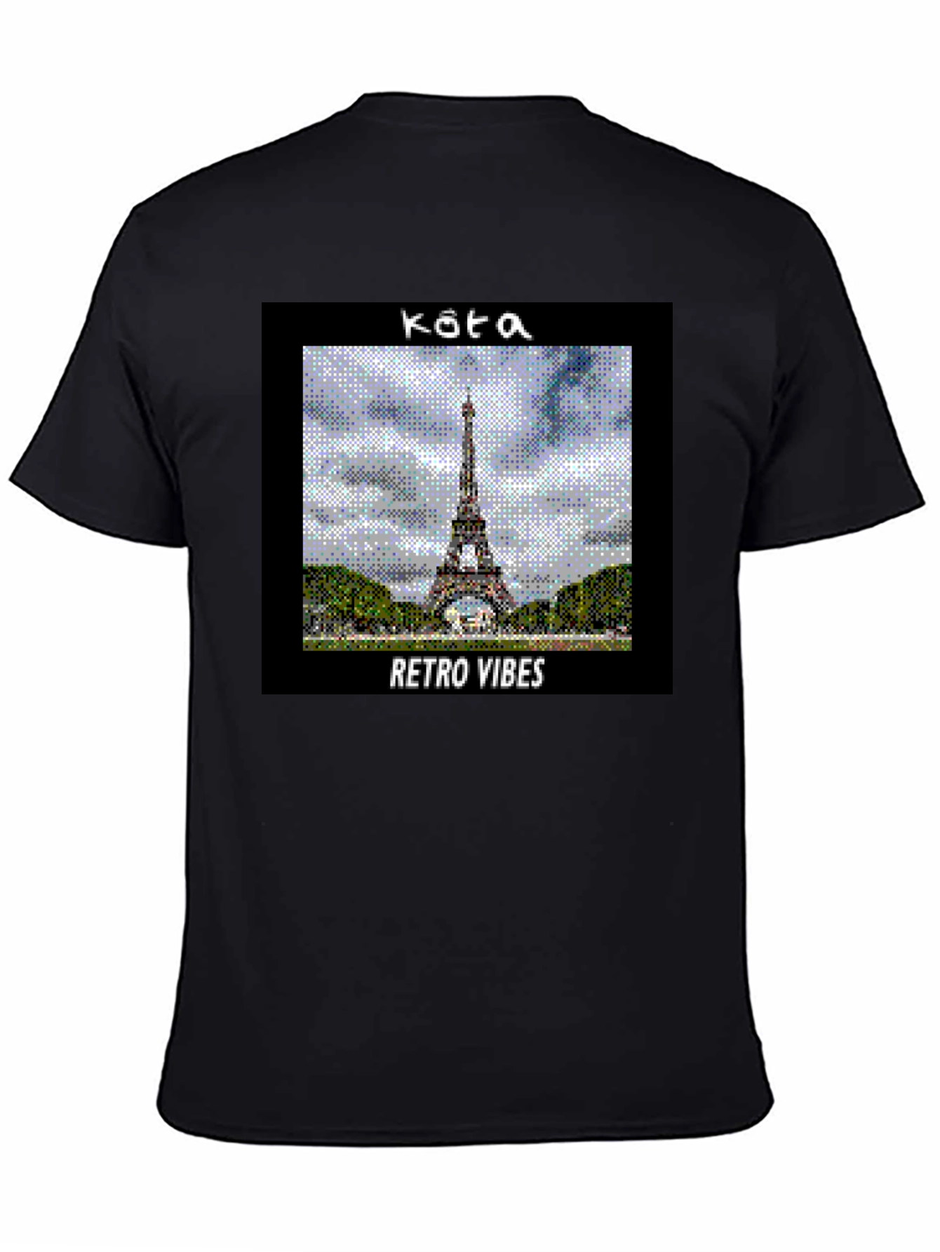 Black Retro Vibes Paris Eiffel Tower Graphic T-Shirt view 4