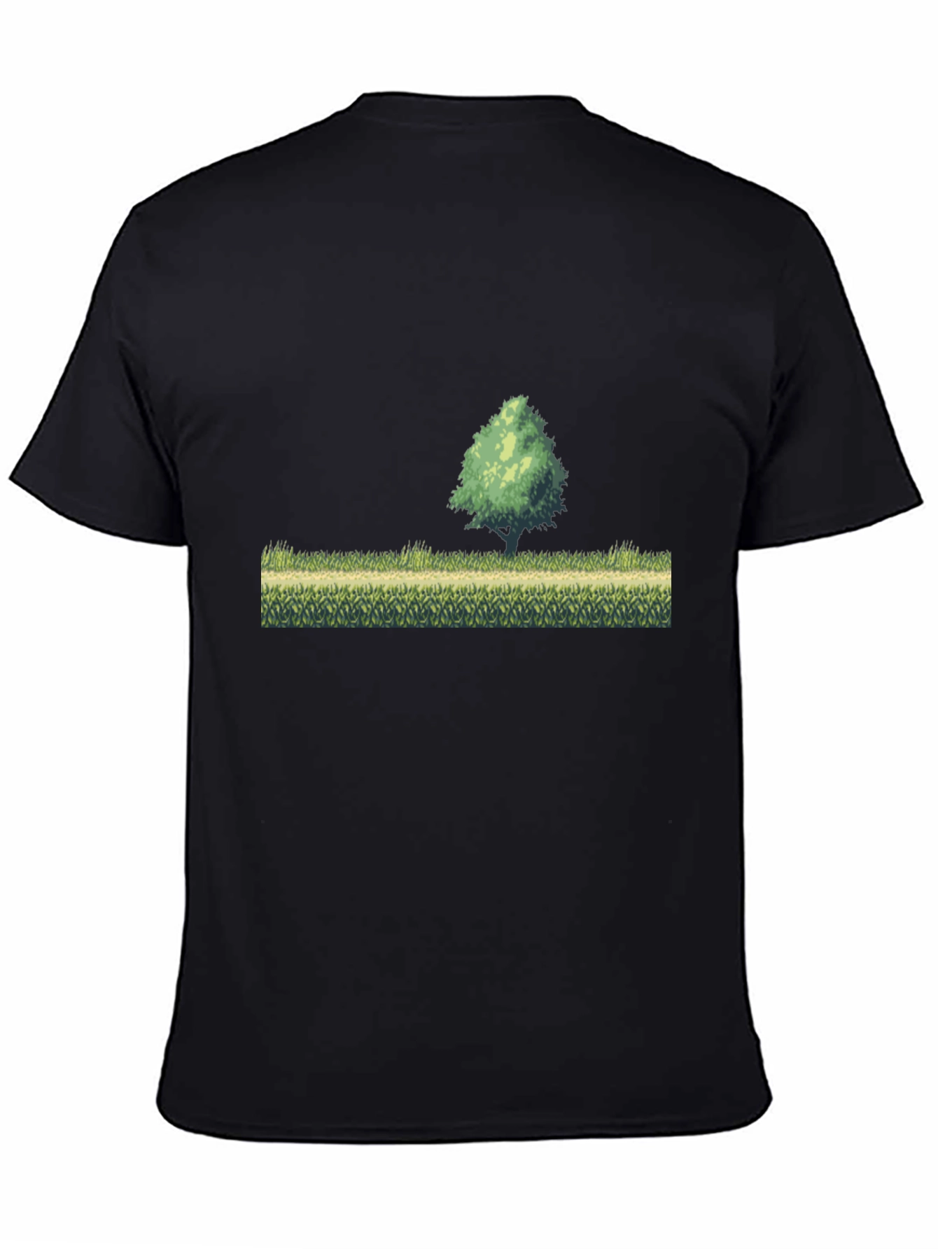 Black Retro Pixel Art T-Shirt - Nature Scene view 4