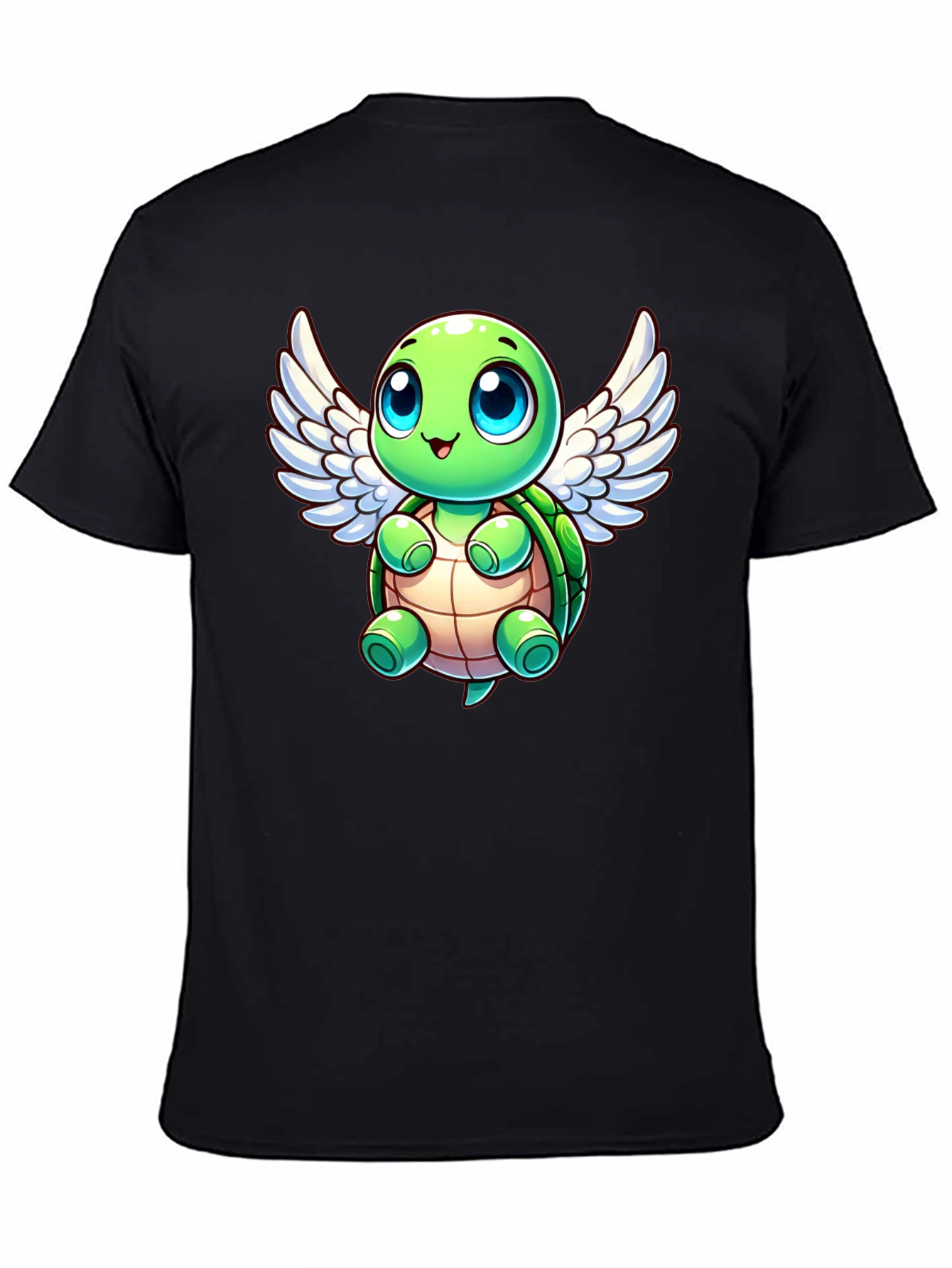 Black Cute Turtle Angel Graphic T-Shirt view 4